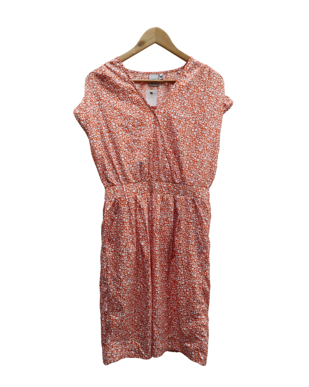 Robe orange à fleurs blanches - Ichi - S