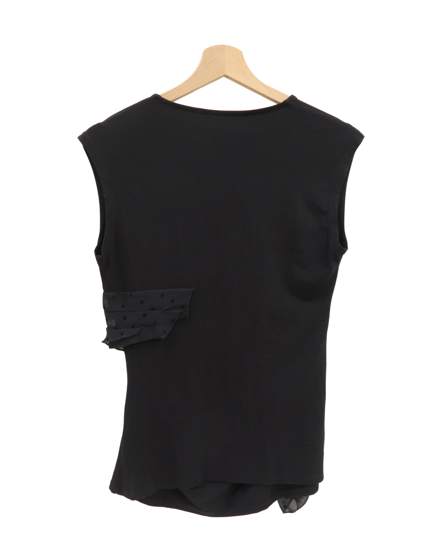 Haut sans manches noir avec drapée noir à pois - S