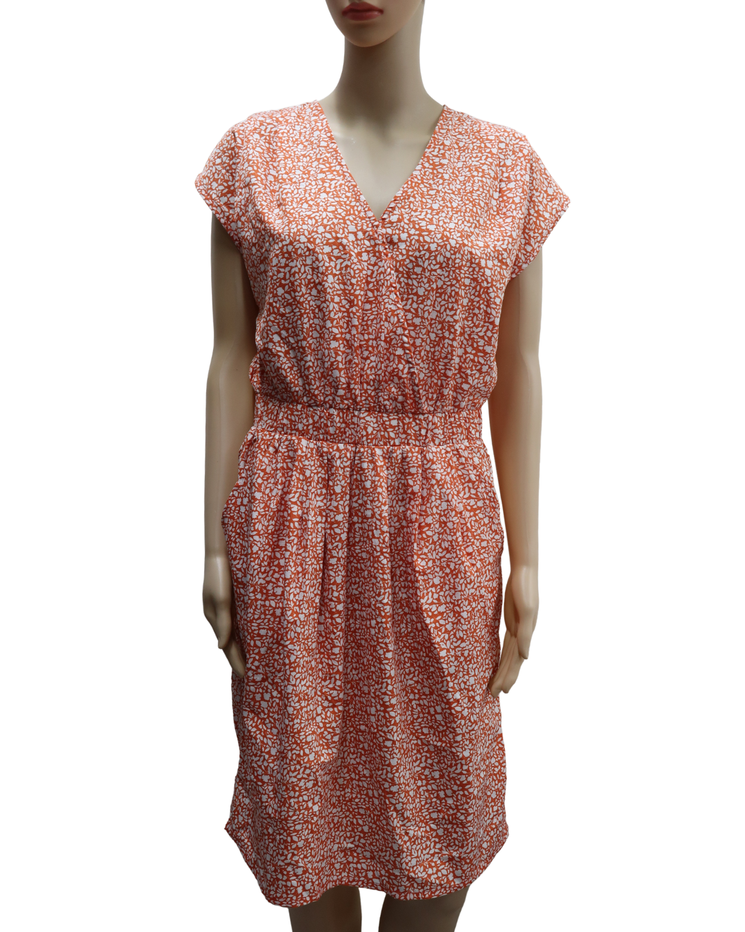 Robe orange à fleurs blanches - Ichi - S