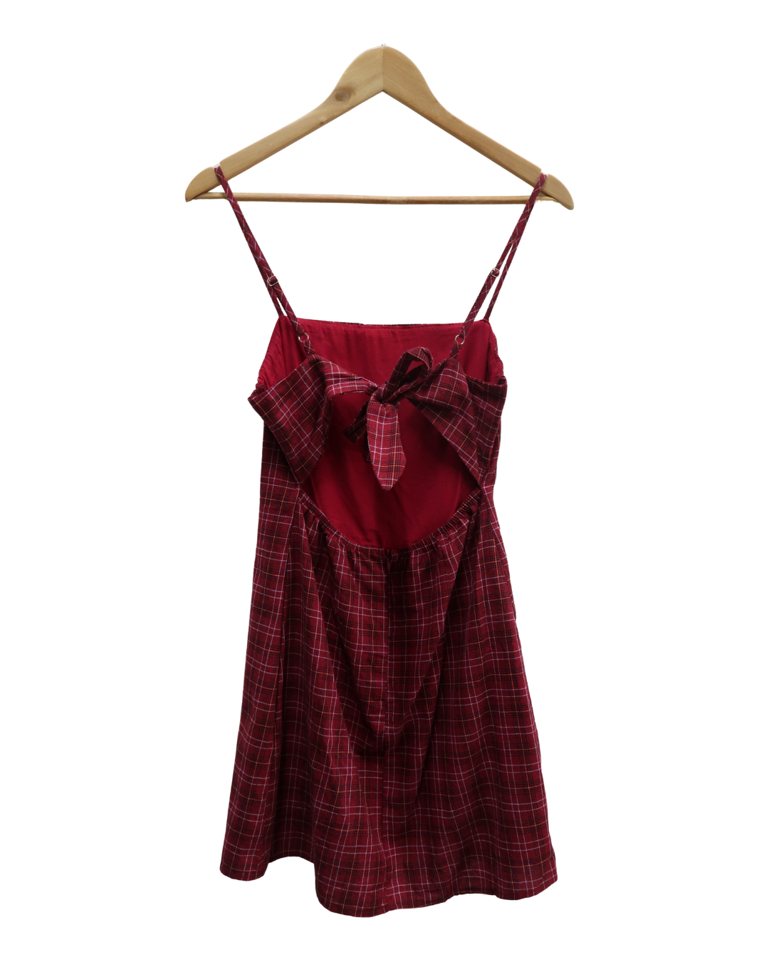 Robe rouge à carreaux nouée au dos - Zo - M