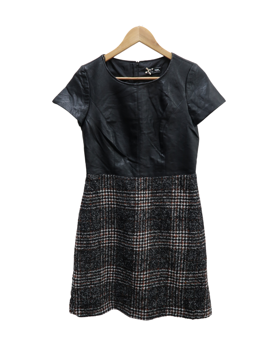 Robe à manches courtes en cuir et en laine - Sinéquanone - L