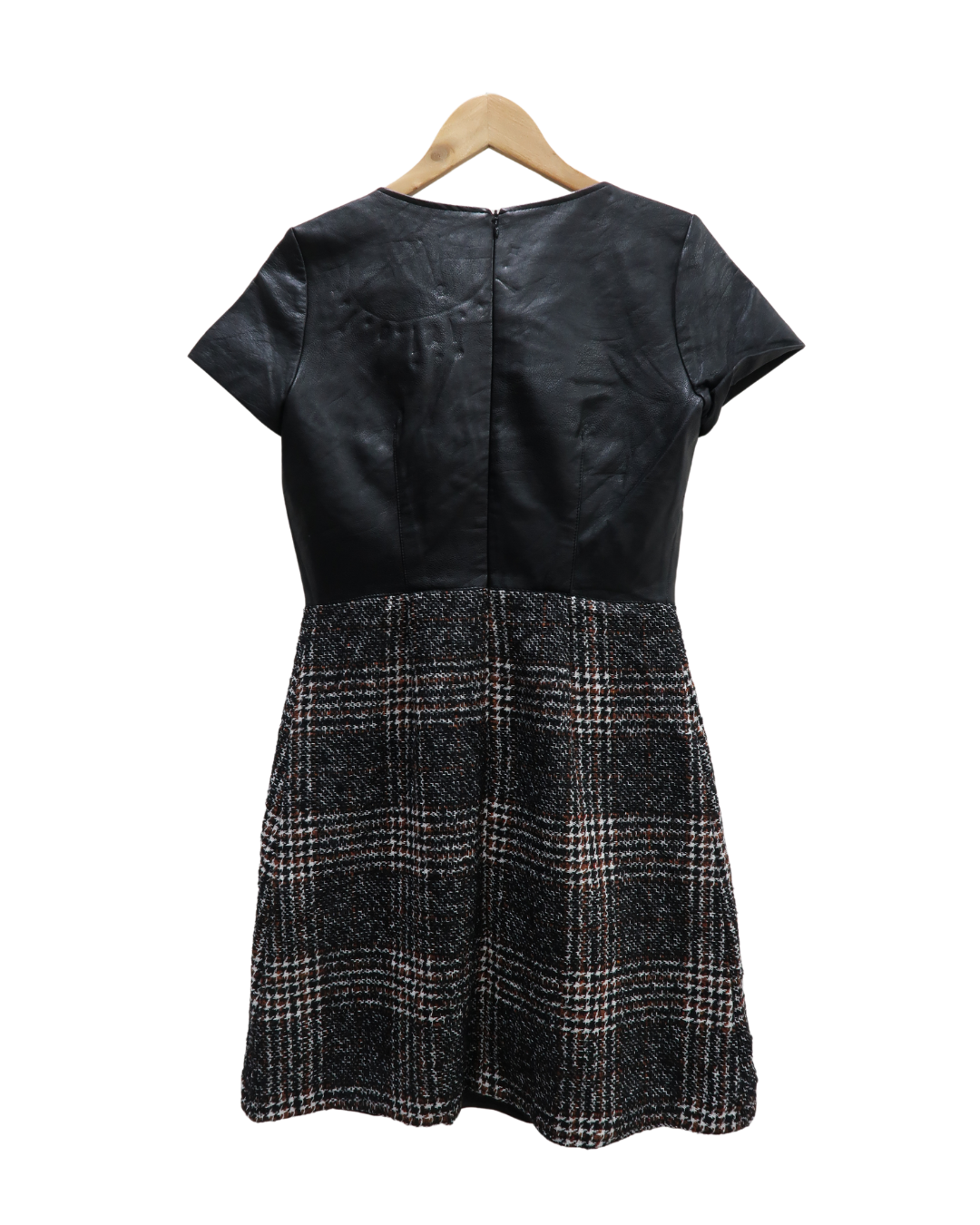Robe à manches courtes en cuir et en laine - Sinéquanone - L