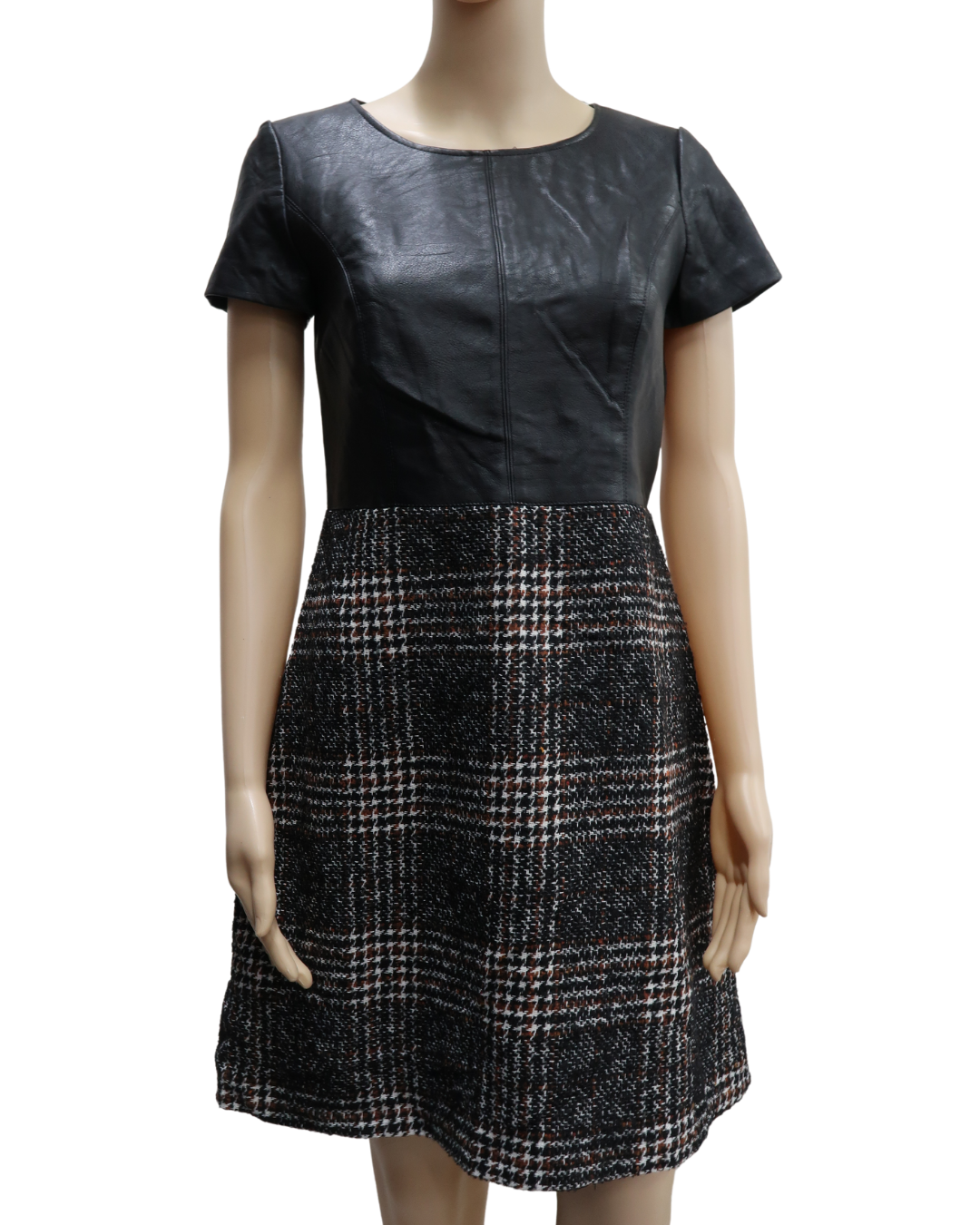 Robe à manches courtes en cuir et en laine - Sinéquanone - L