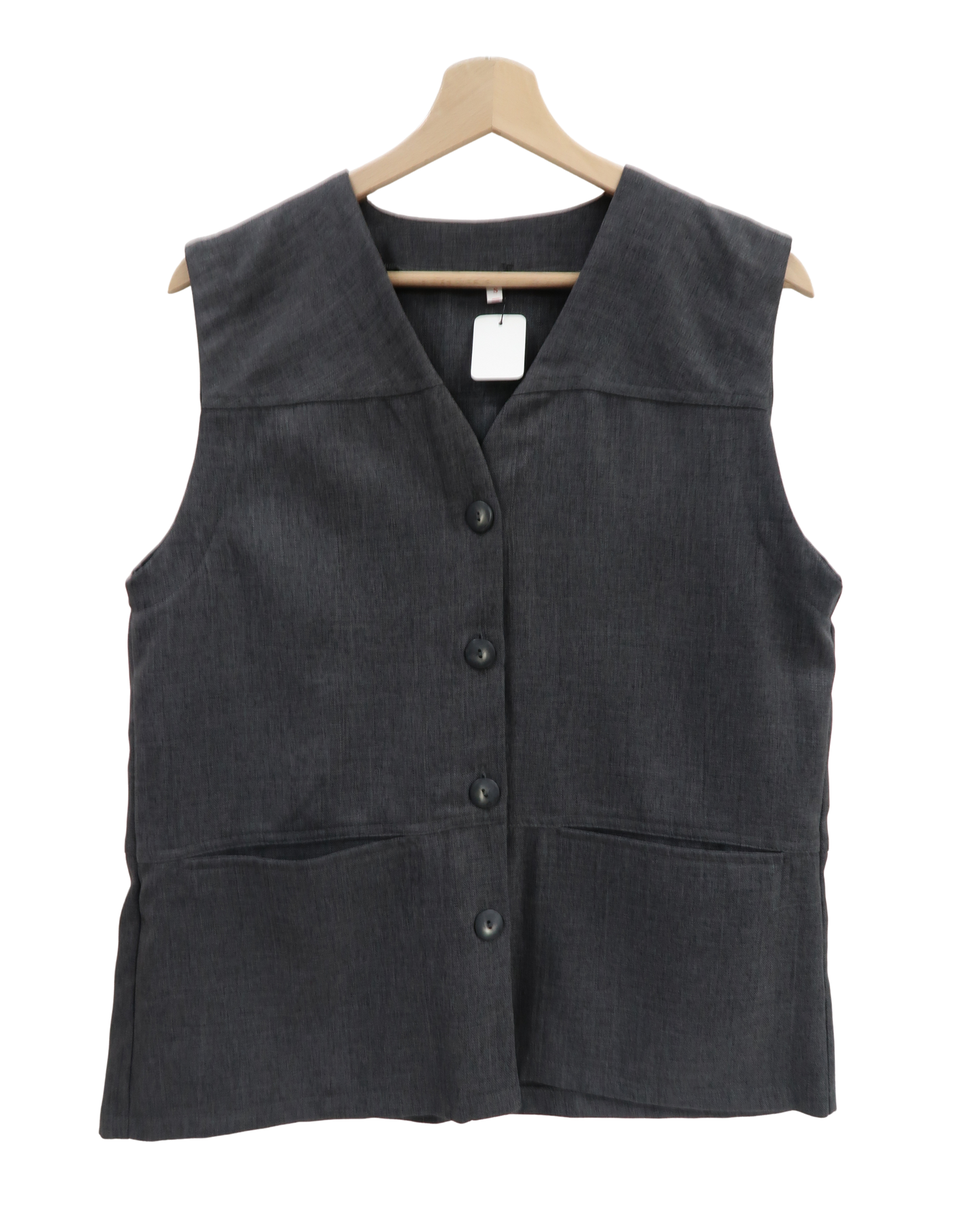 Haut veston gris sans manches oversize - S