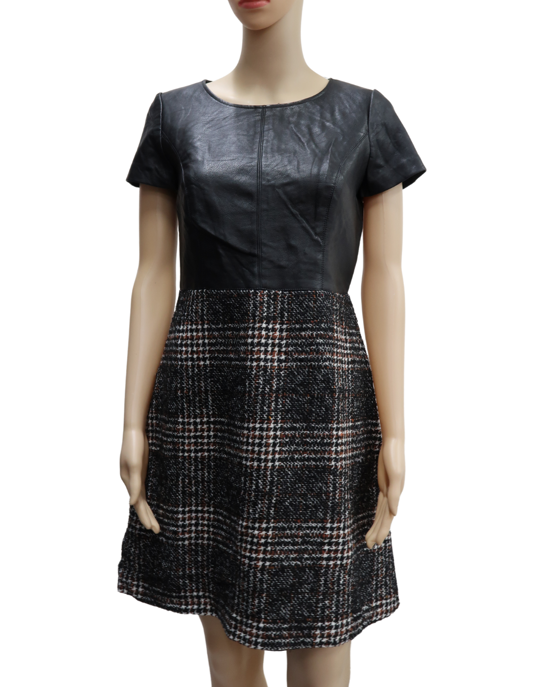 Robe à manches courtes en cuir et en laine - Sinéquanone - L
