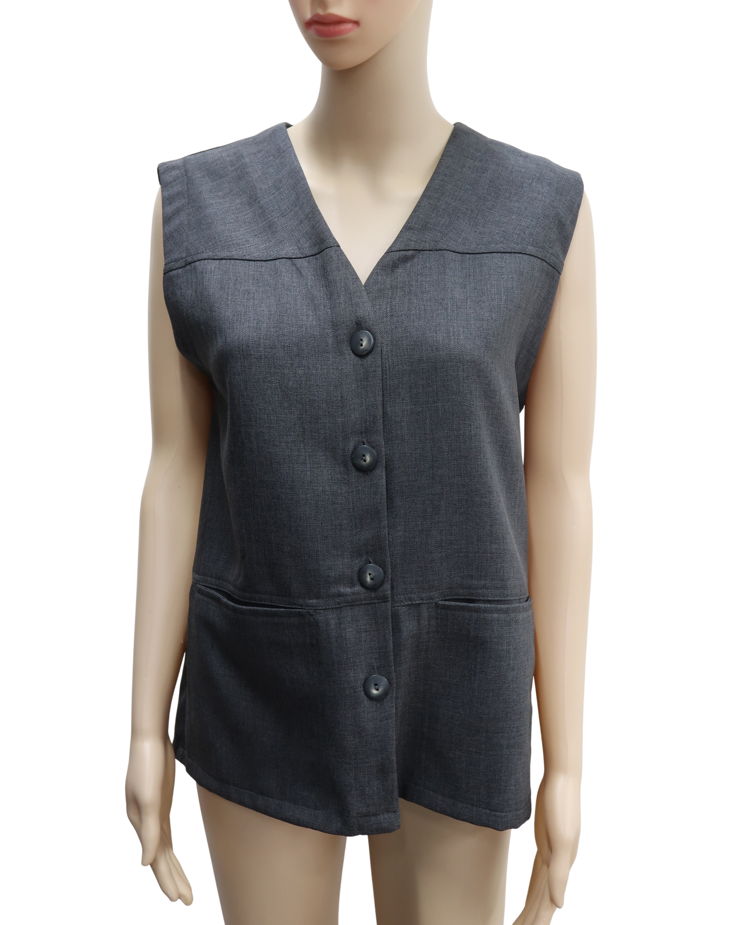 Haut veston gris sans manches oversize - S