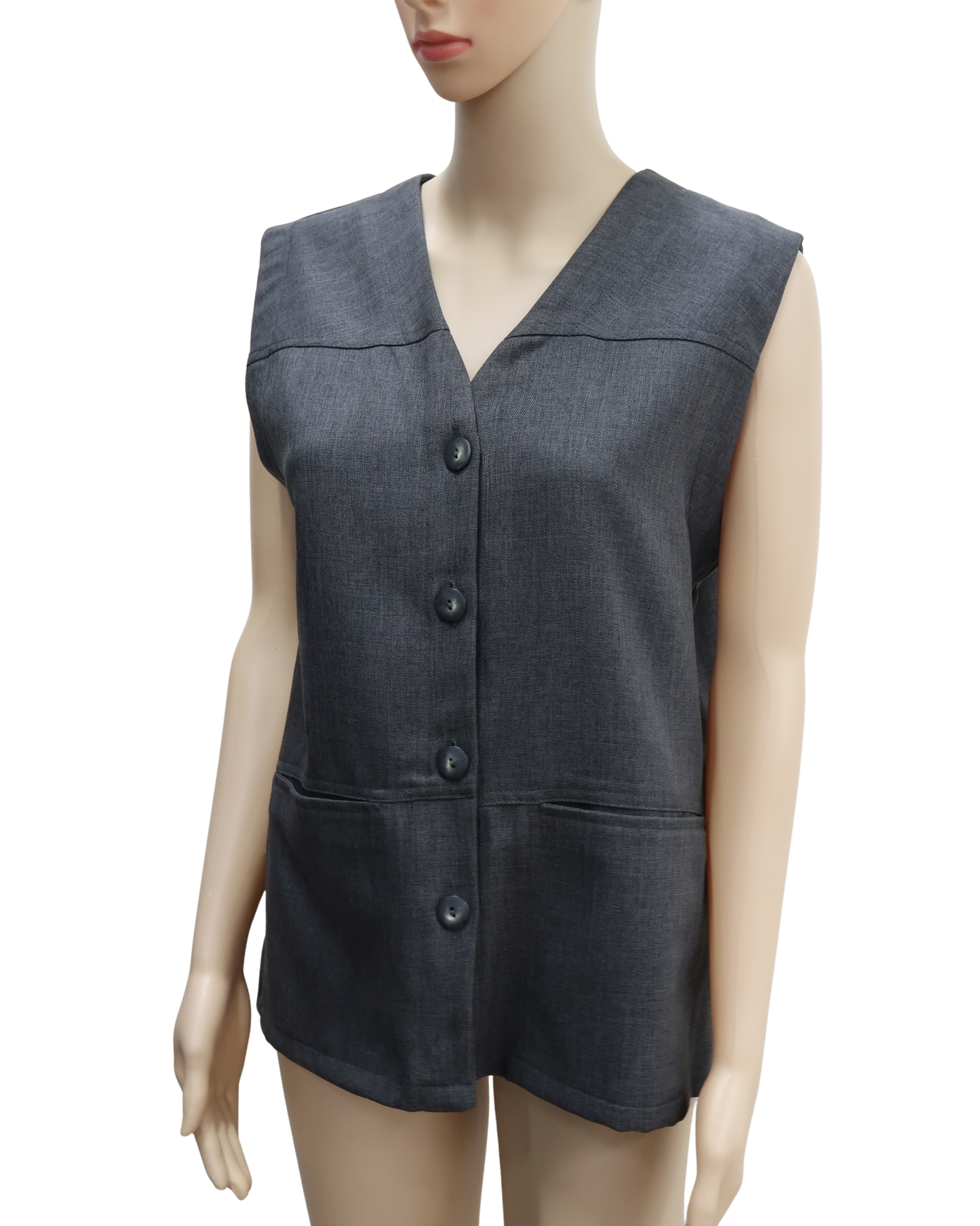 Haut veston gris sans manches oversize - S