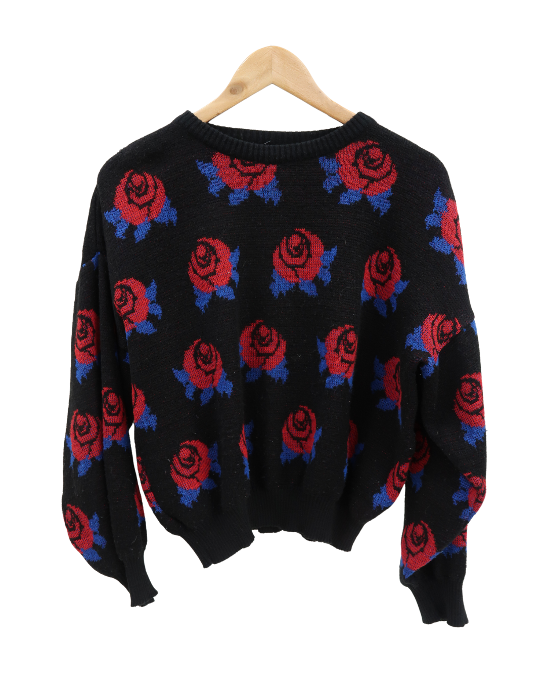 Pull noir avec des roses - S