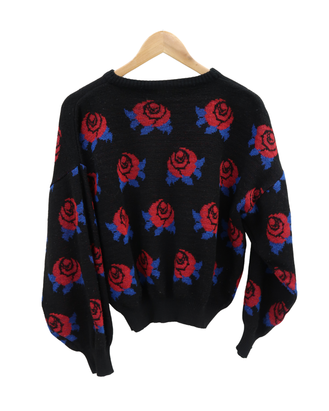 Pull noir avec des roses - S