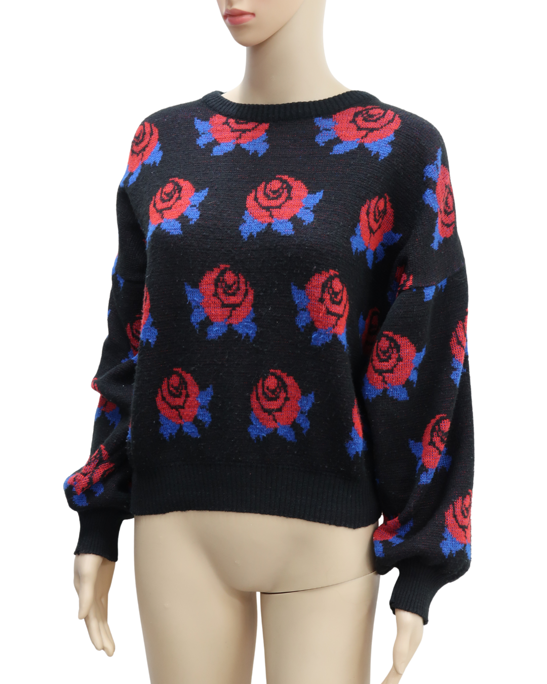 Pull noir avec des roses - S