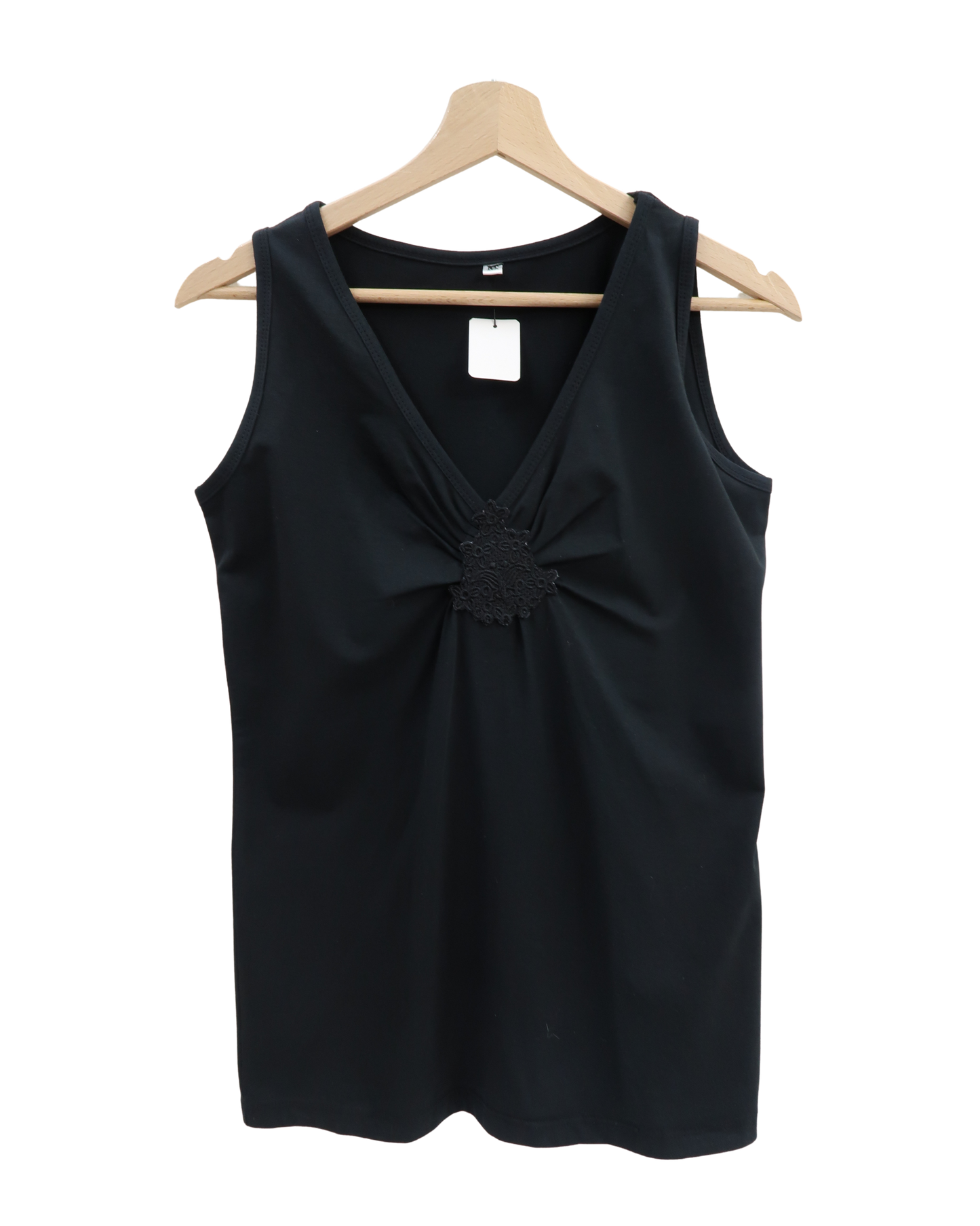 Haut sans manches noir à broderie - M