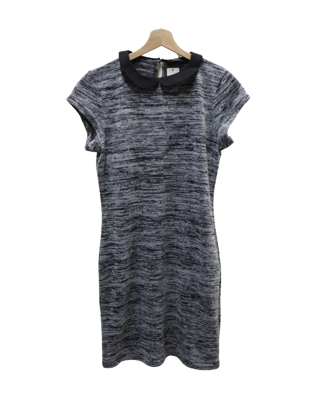 Robe grise chinée et col noir - Mim - M