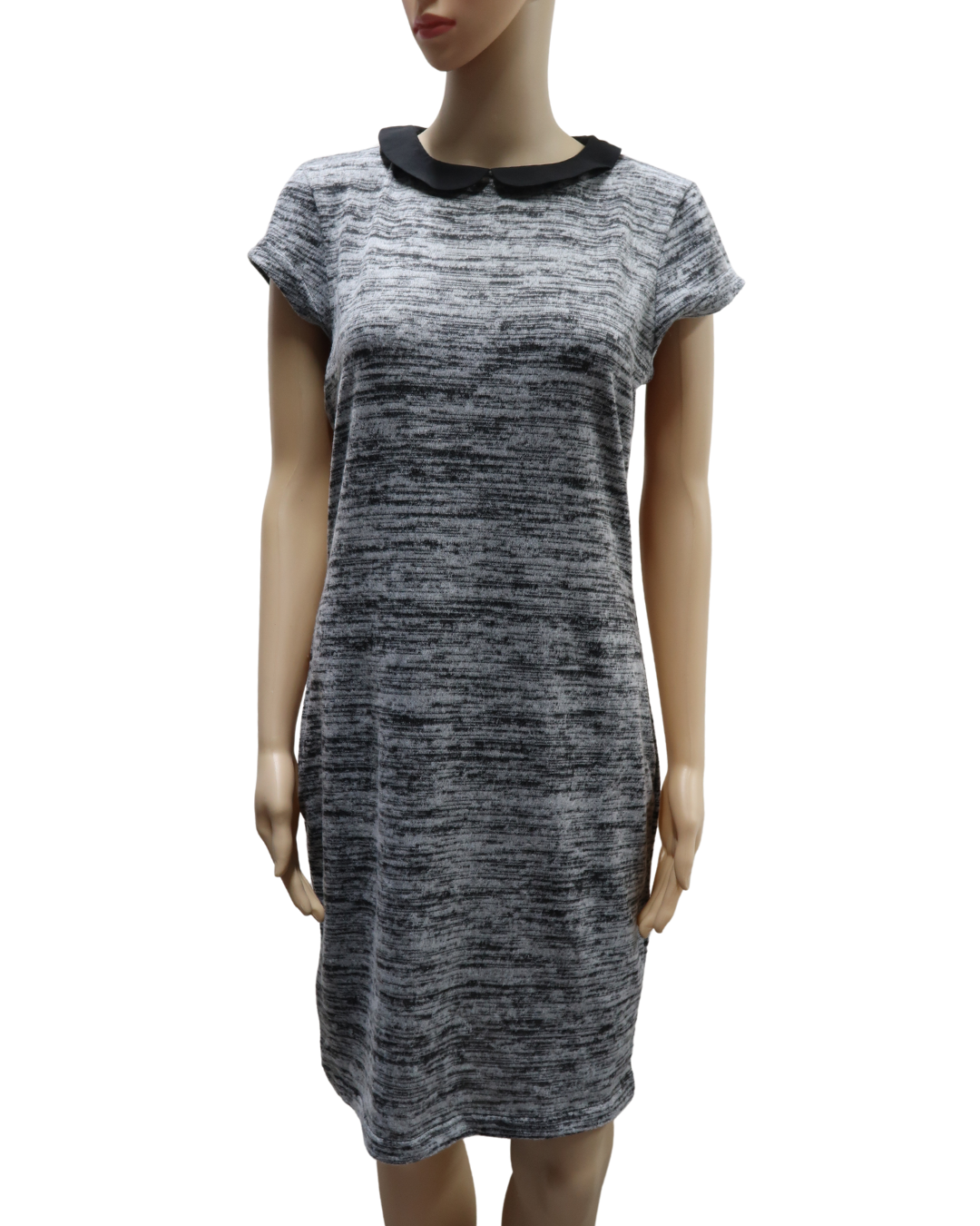 Robe grise chinée et col noir - Mim - M