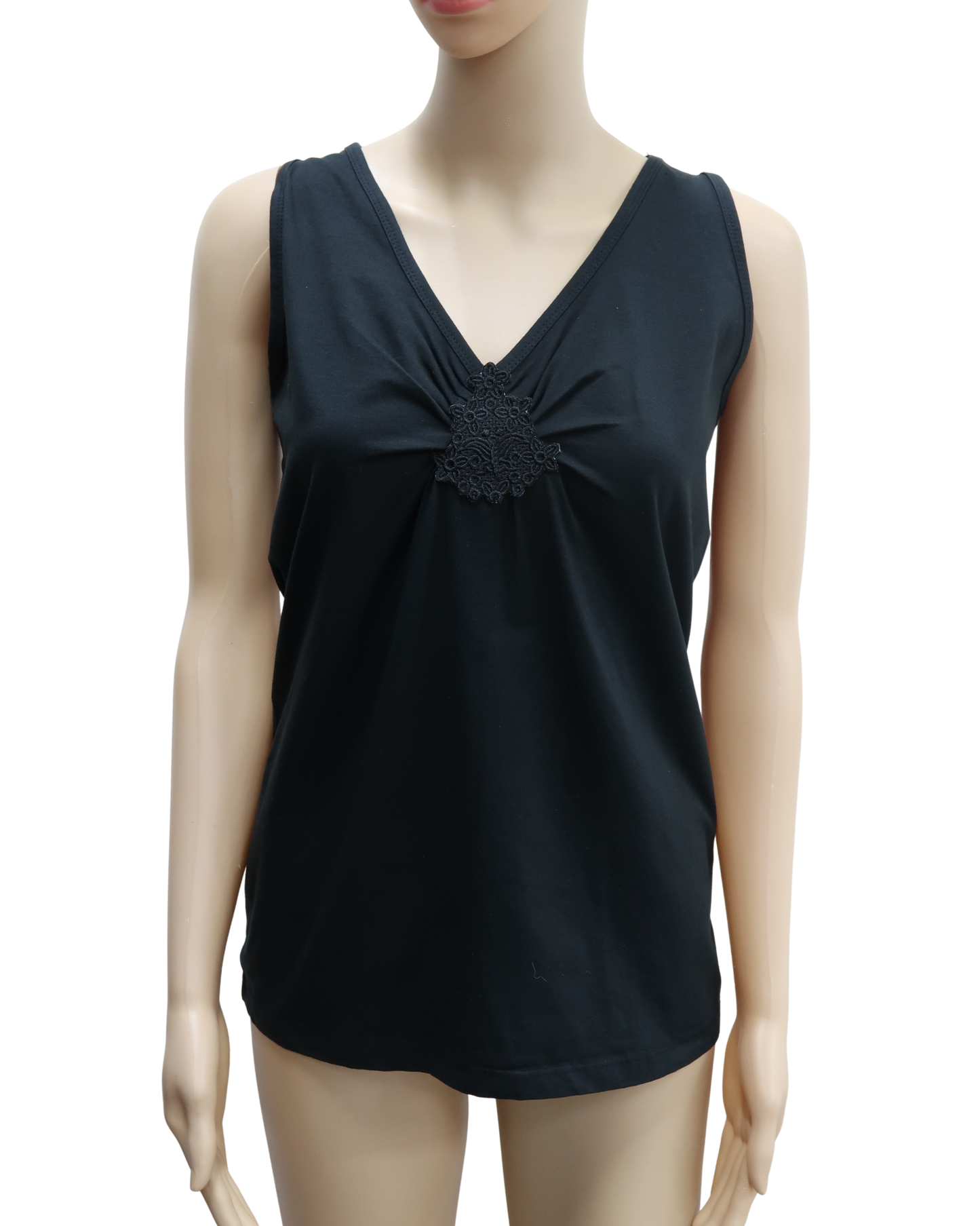 Haut sans manches noir à broderie - M