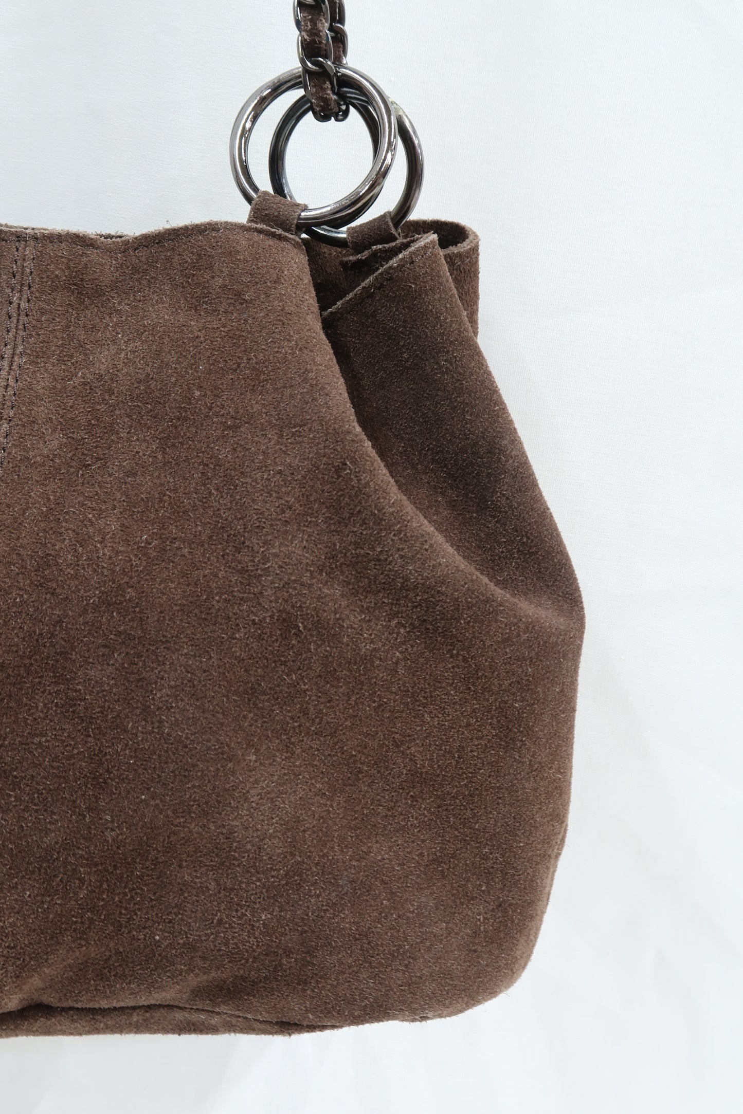 Sac à main marron en cuir et en velour - Vintage addiction