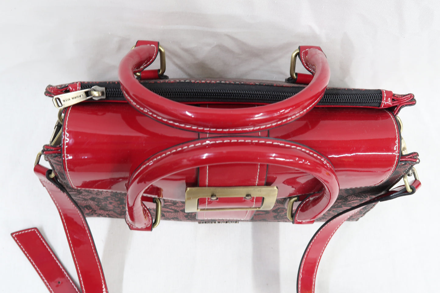 Sac rouge à fleurs noires - Laura Vita