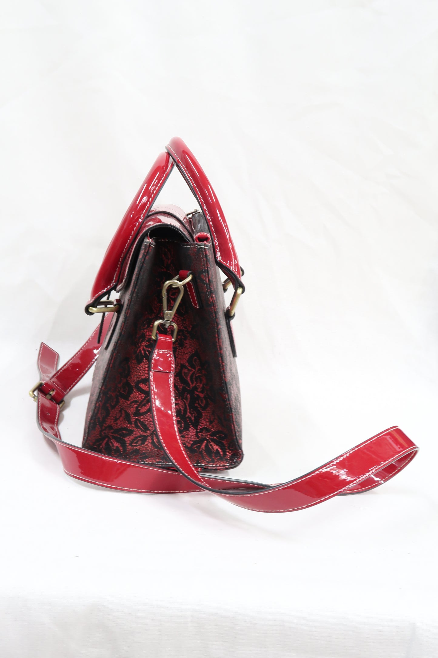 Sac rouge à fleurs noires - Laura Vita