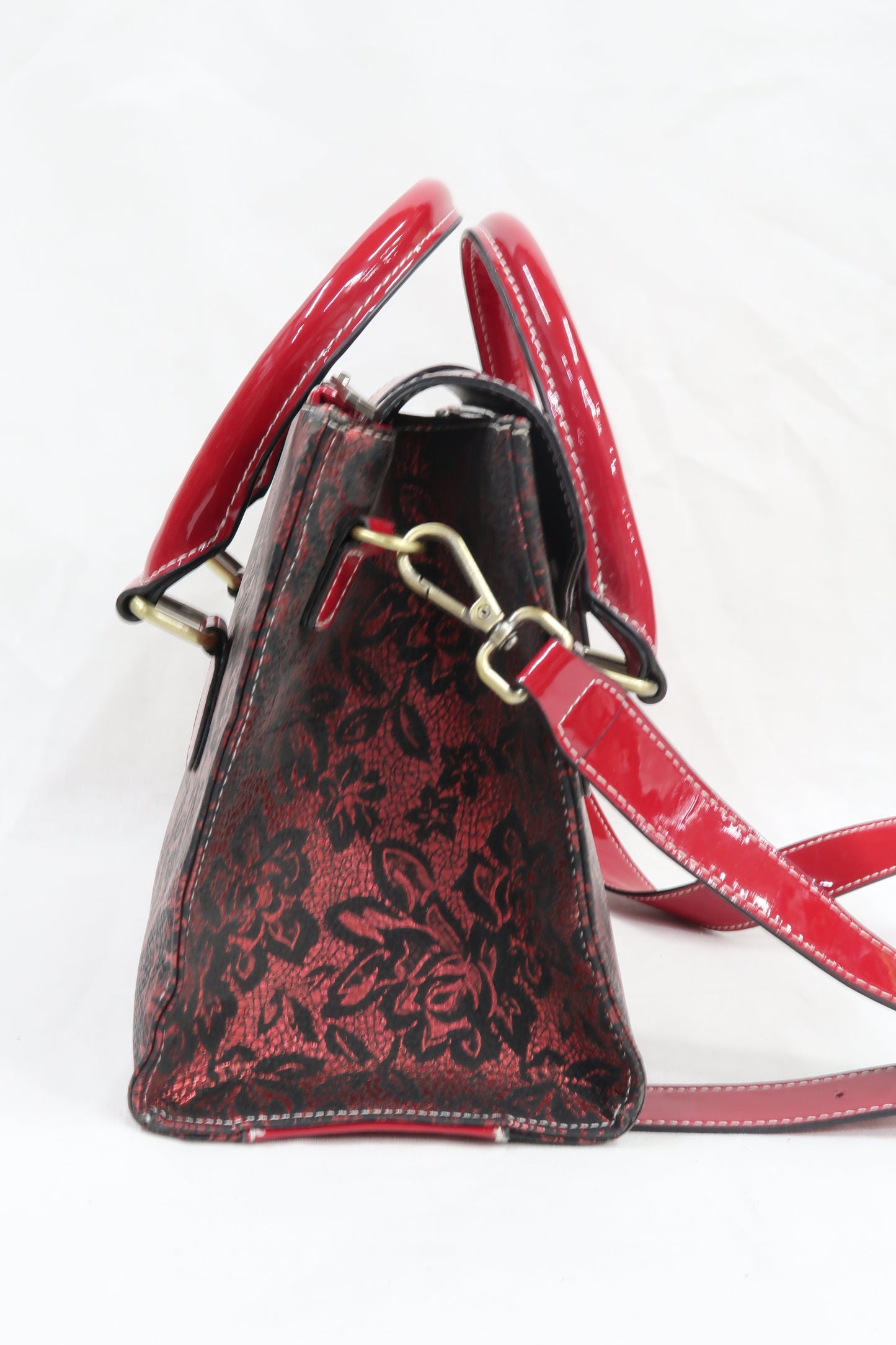 Sac rouge à fleurs noires - Laura Vita