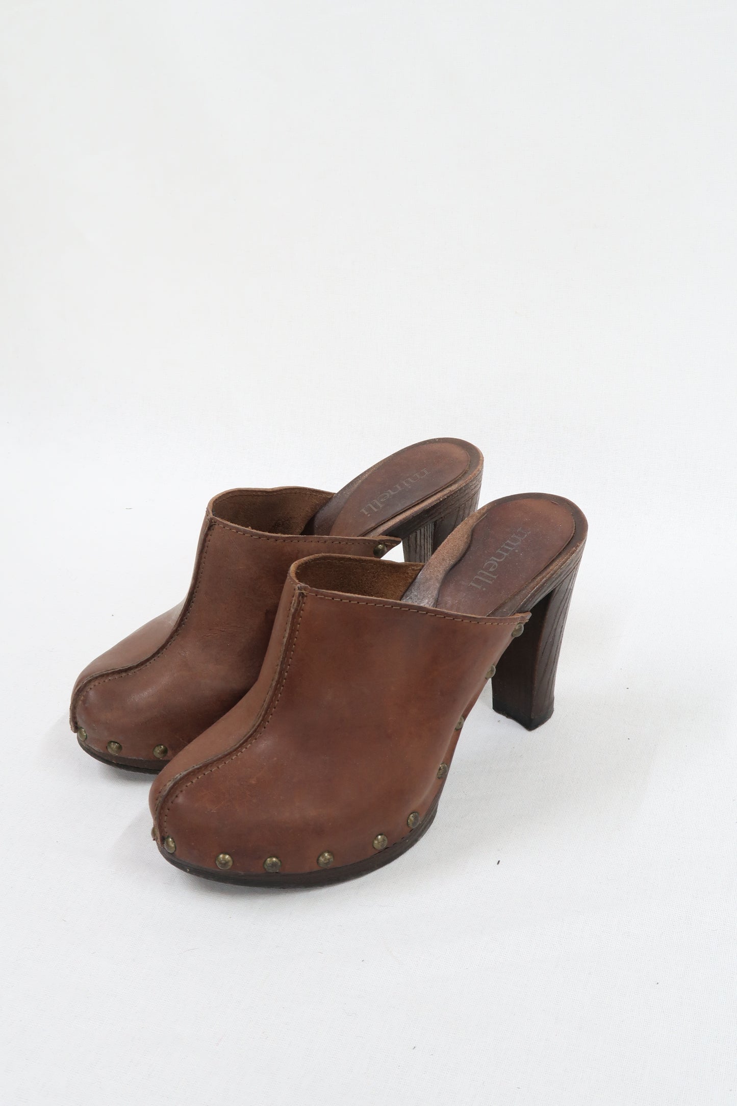 Sabots cuir vintage avec clous bronze - Minelli - 38