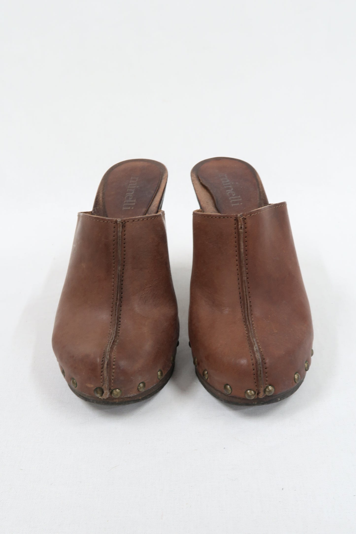 Sabots cuir vintage avec clous bronze - Minelli - 38