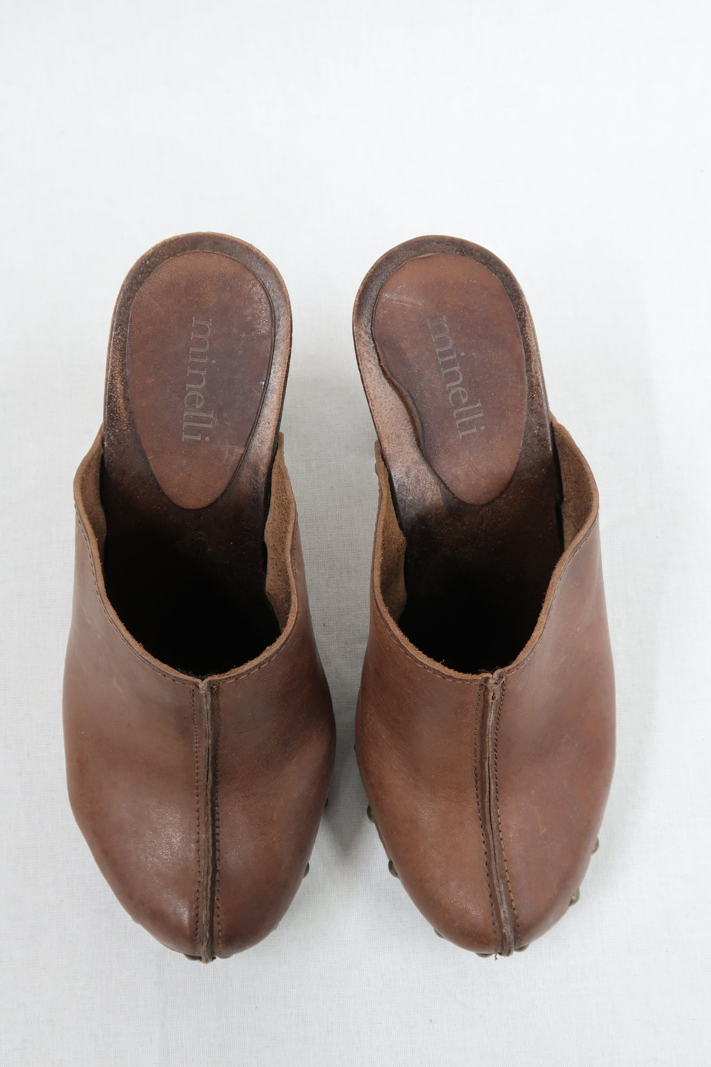 Sabots cuir vintage avec clous bronze - Minelli - 38