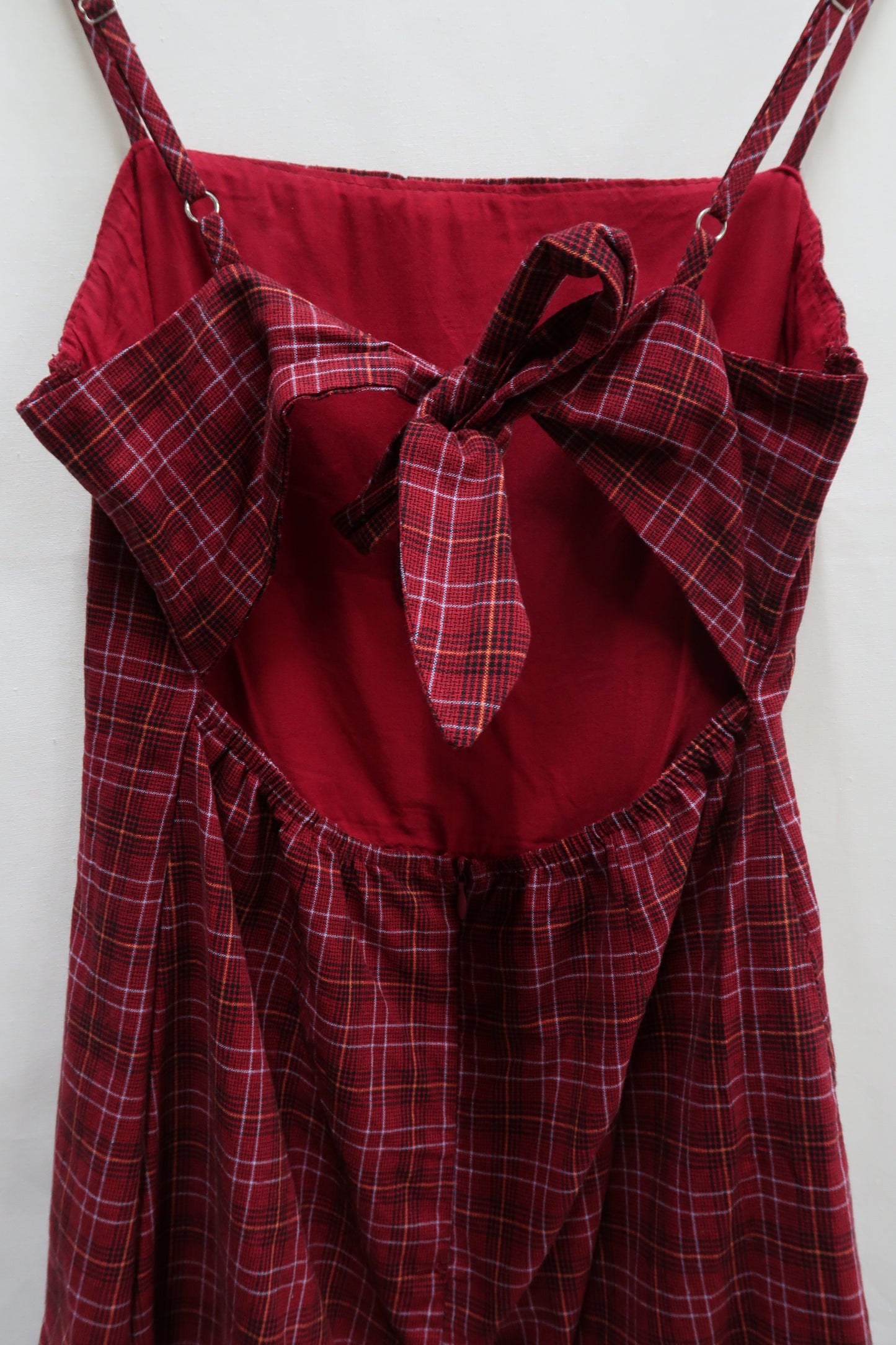 Robe rouge à carreaux nouée au dos - Zo - M