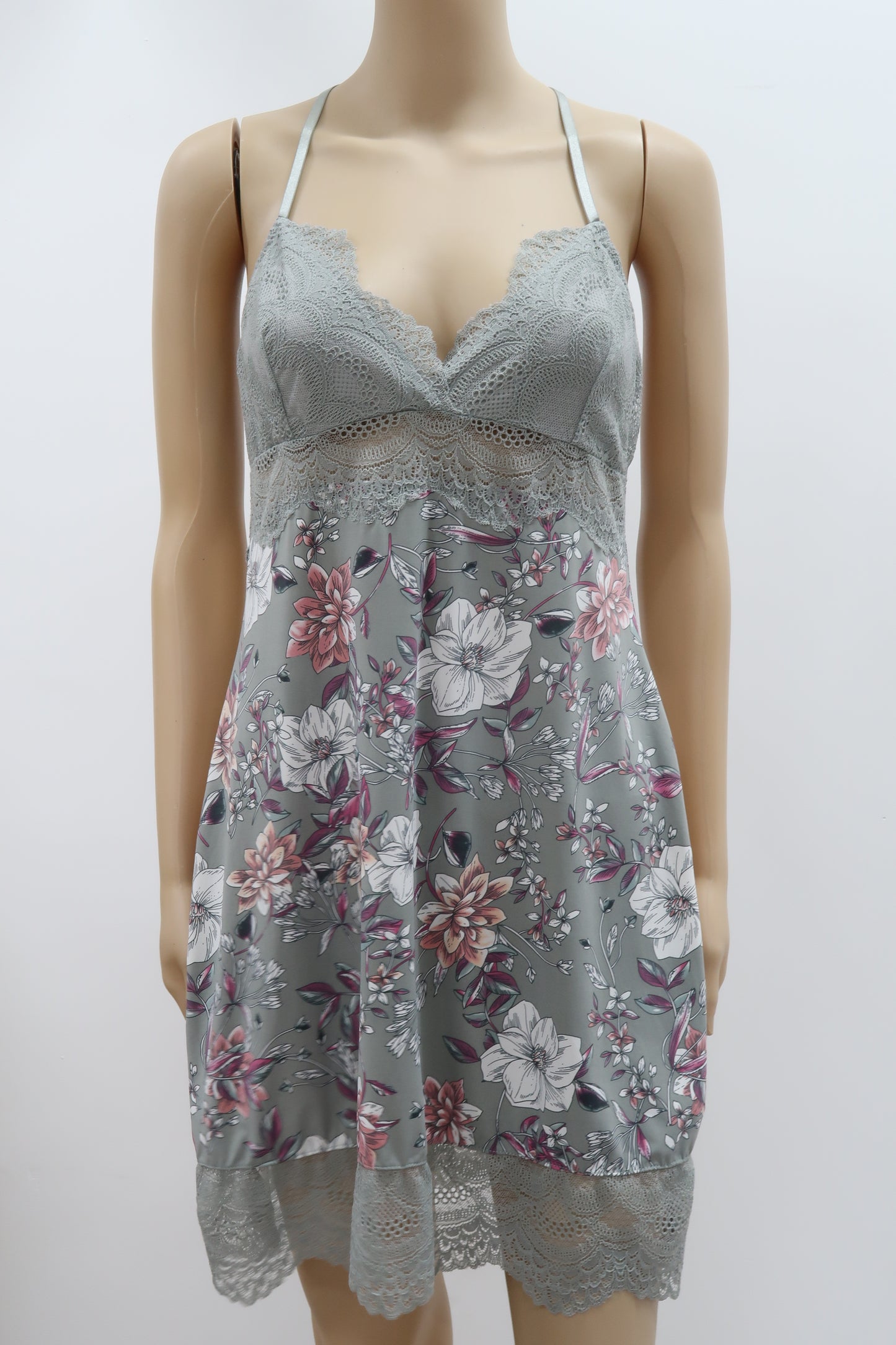 Robe de nuit florale grise - Love to Lounge - M