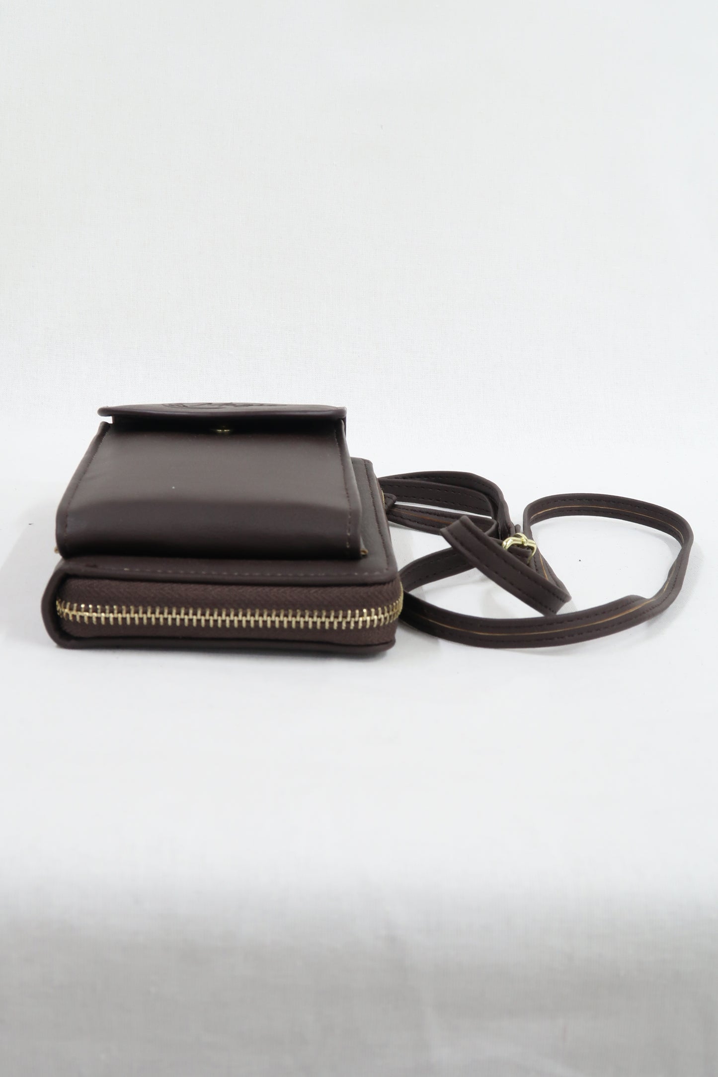 Portefeuille & pochette pour téléphone en cuir marron foncé - Magic