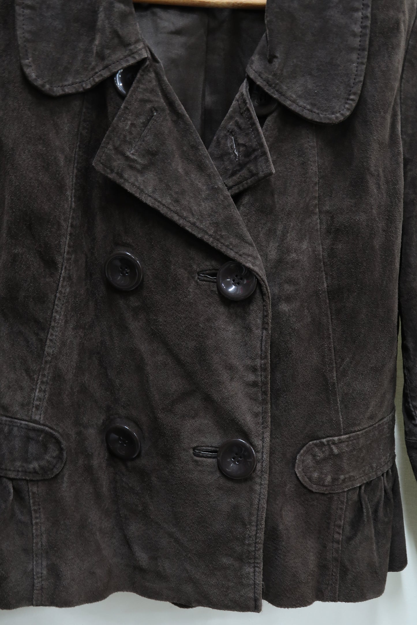 Veste en cuir marron foncé - L