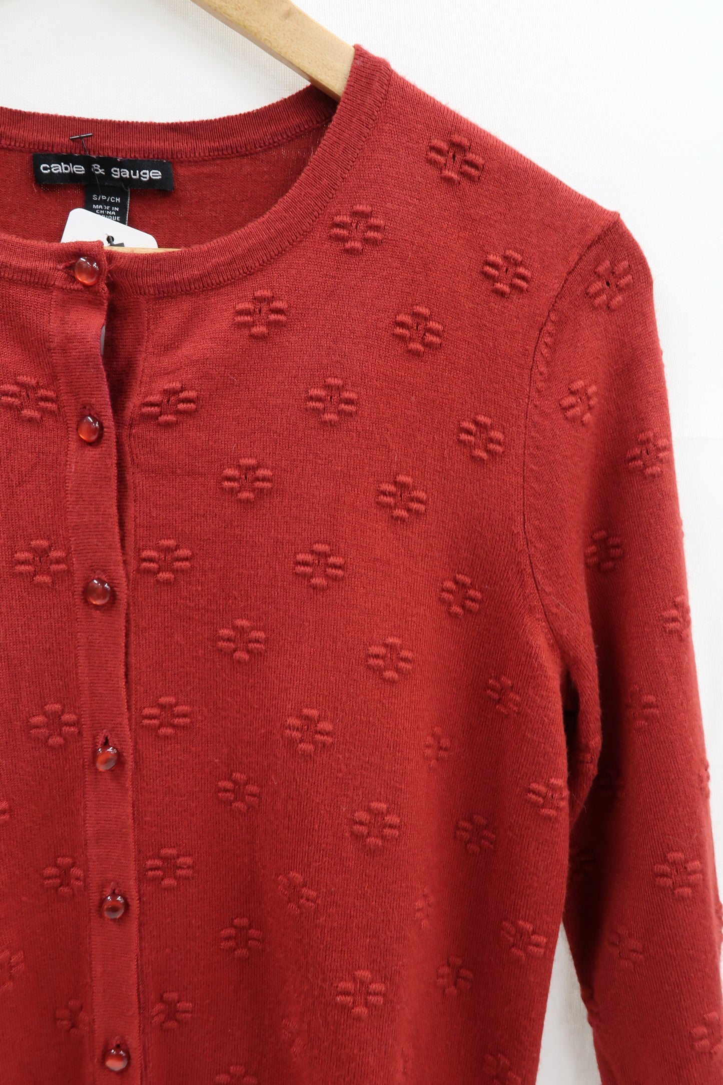 Cardigan rouge clair - cable & gauge - S
