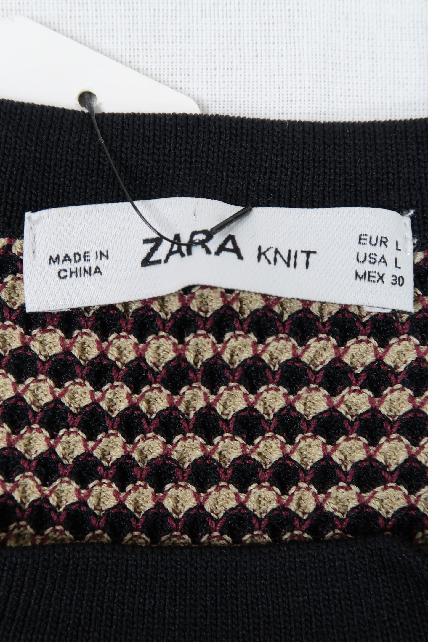 Pull beige & noir à motifs - Zara - L