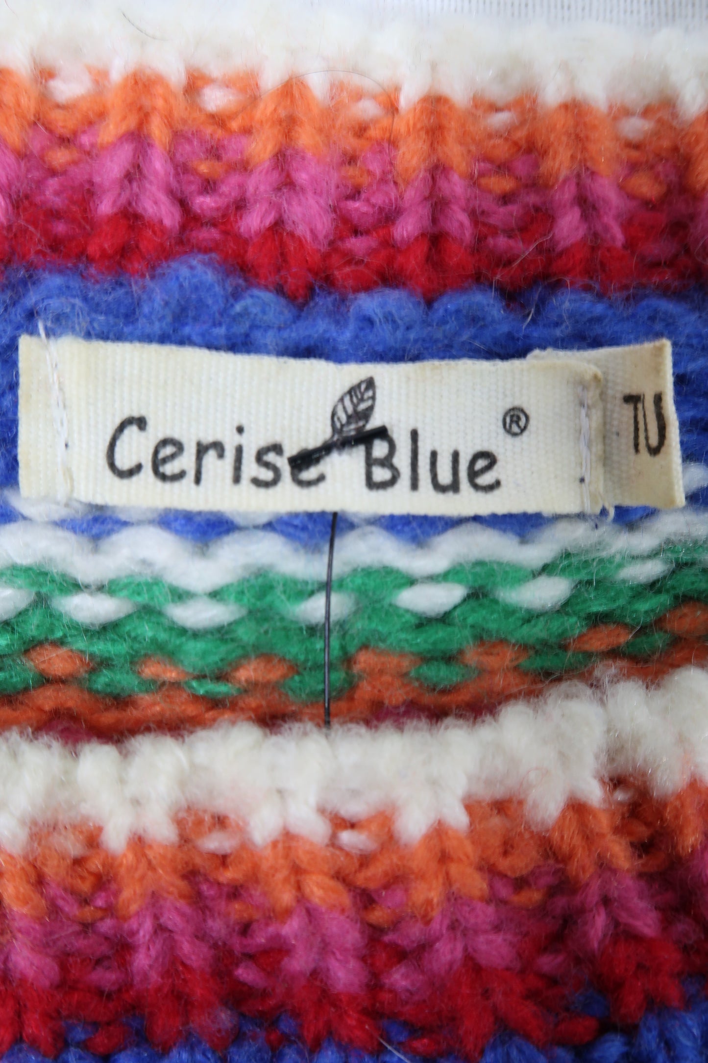 Pull multicolore en laine - Cerise Blue - Taille Unique