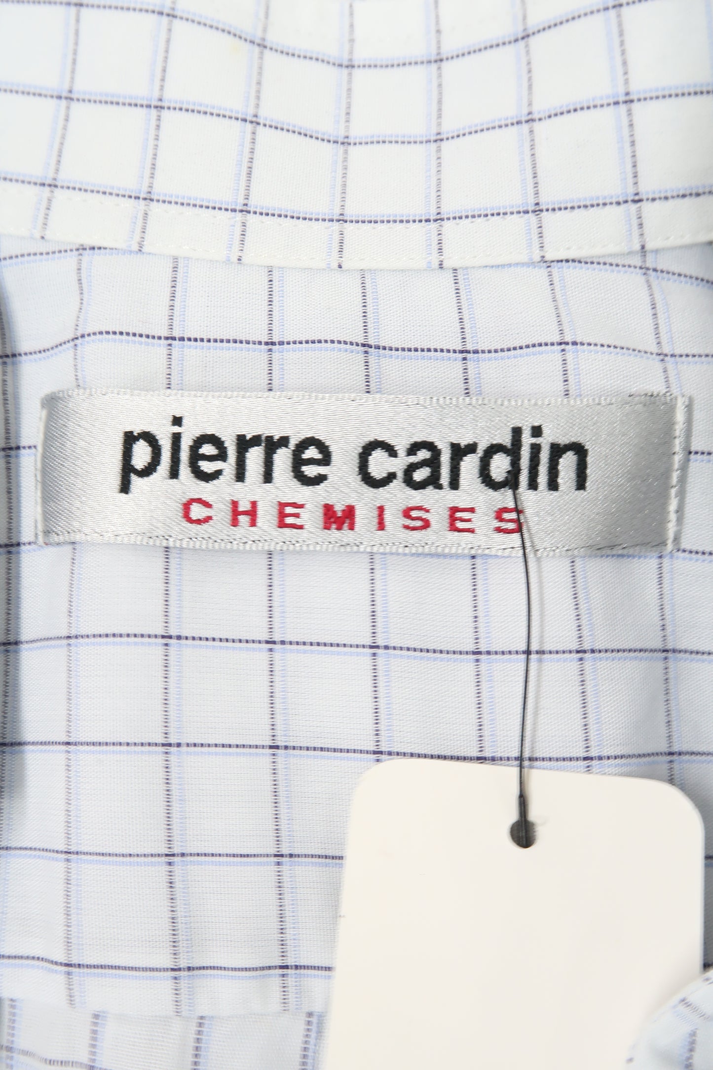 Chemise bleue clair quadrillée à manches courtes - Pierre Cardin - S