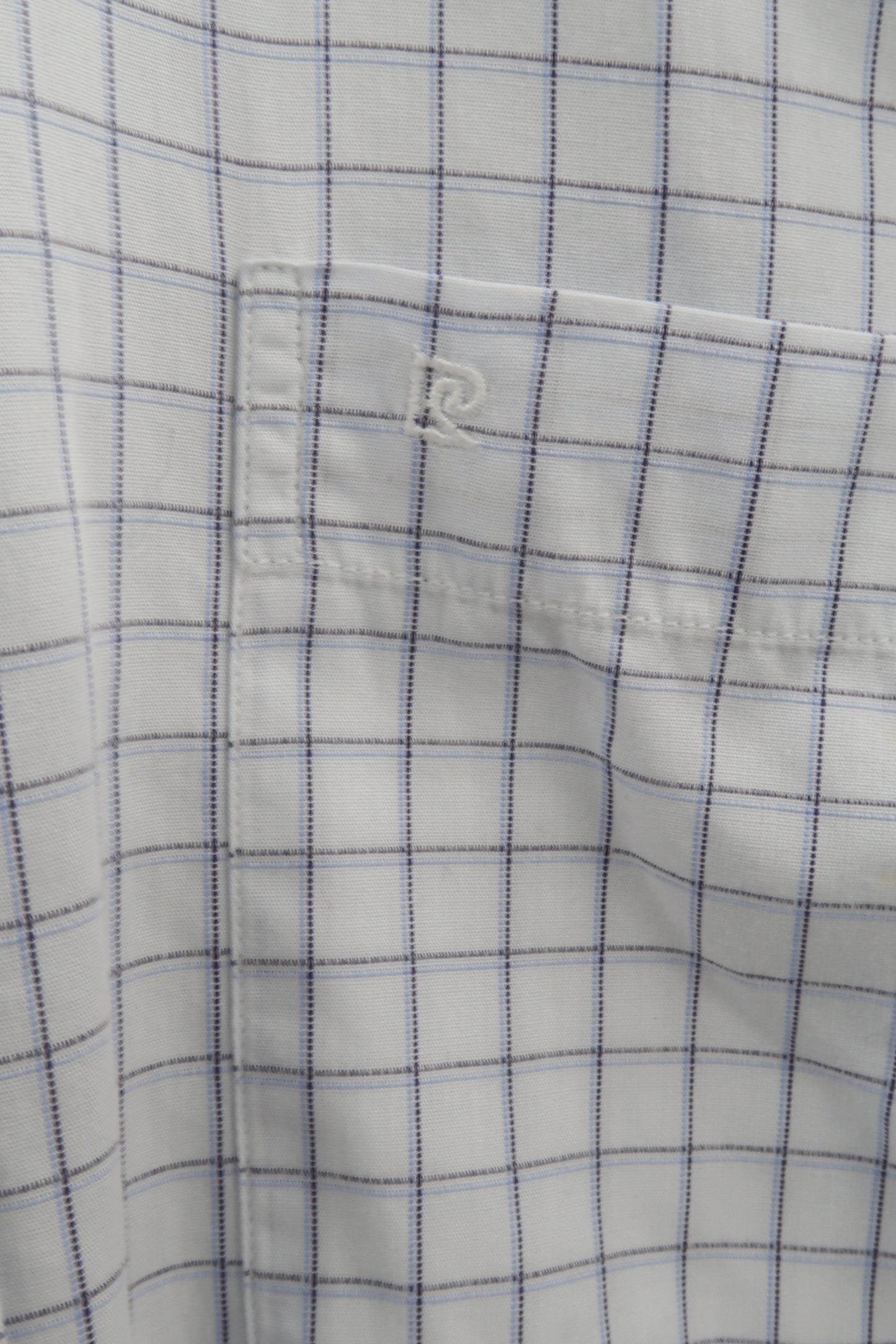 Chemise bleue clair quadrillée à manches courtes - Pierre Cardin - S