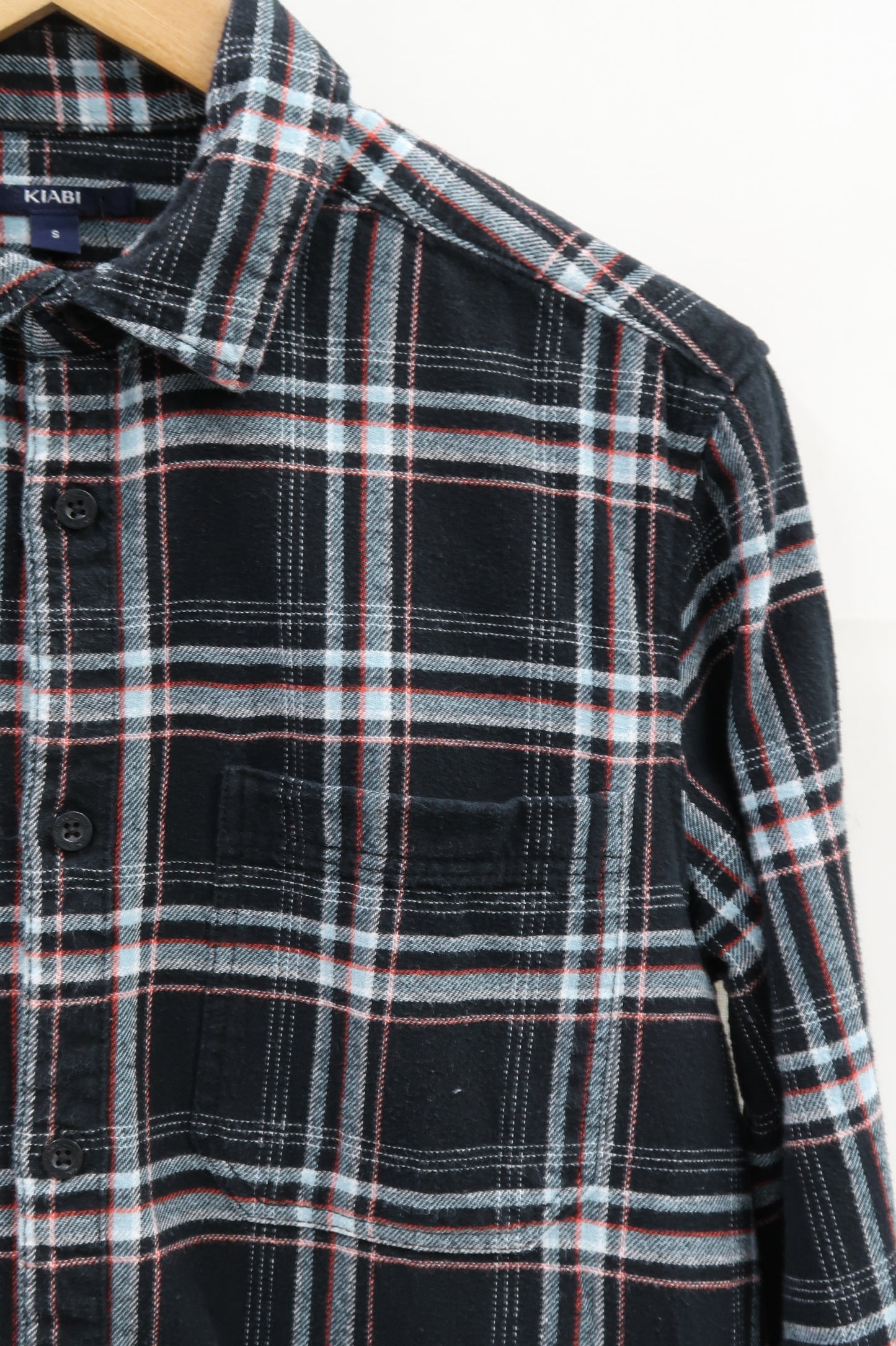 Chemise noire quadrillée à manches longues - Kiabi - S