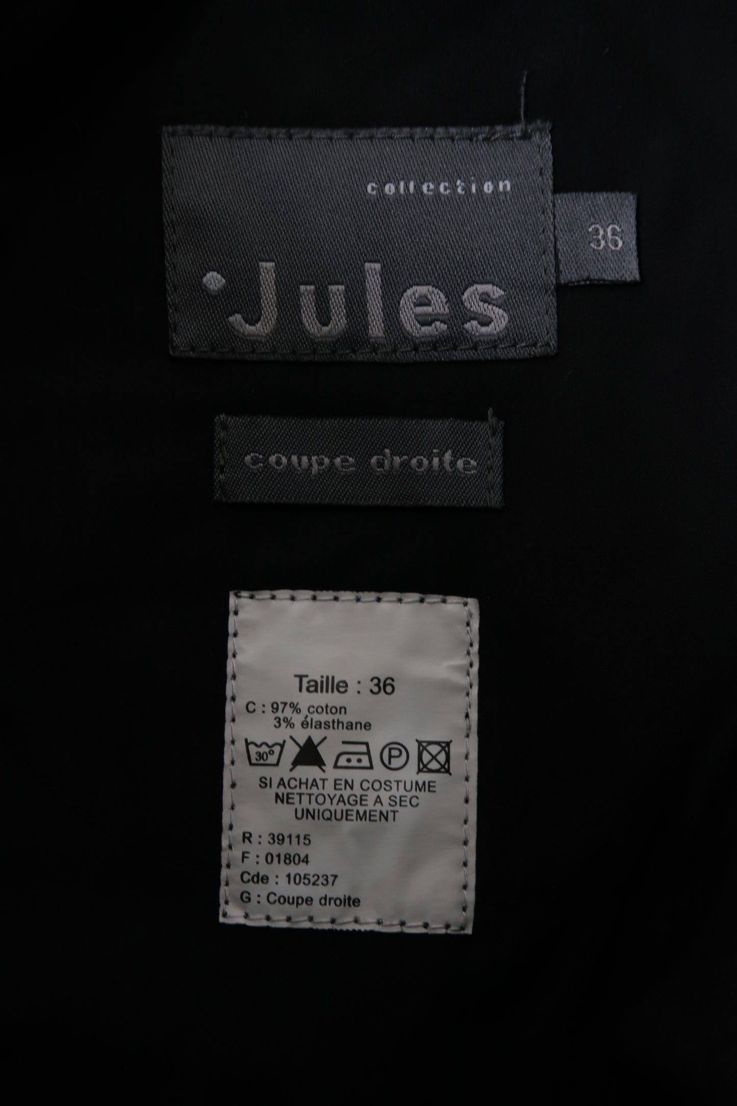 Pantalon chino noir strié en velour - Jules - S