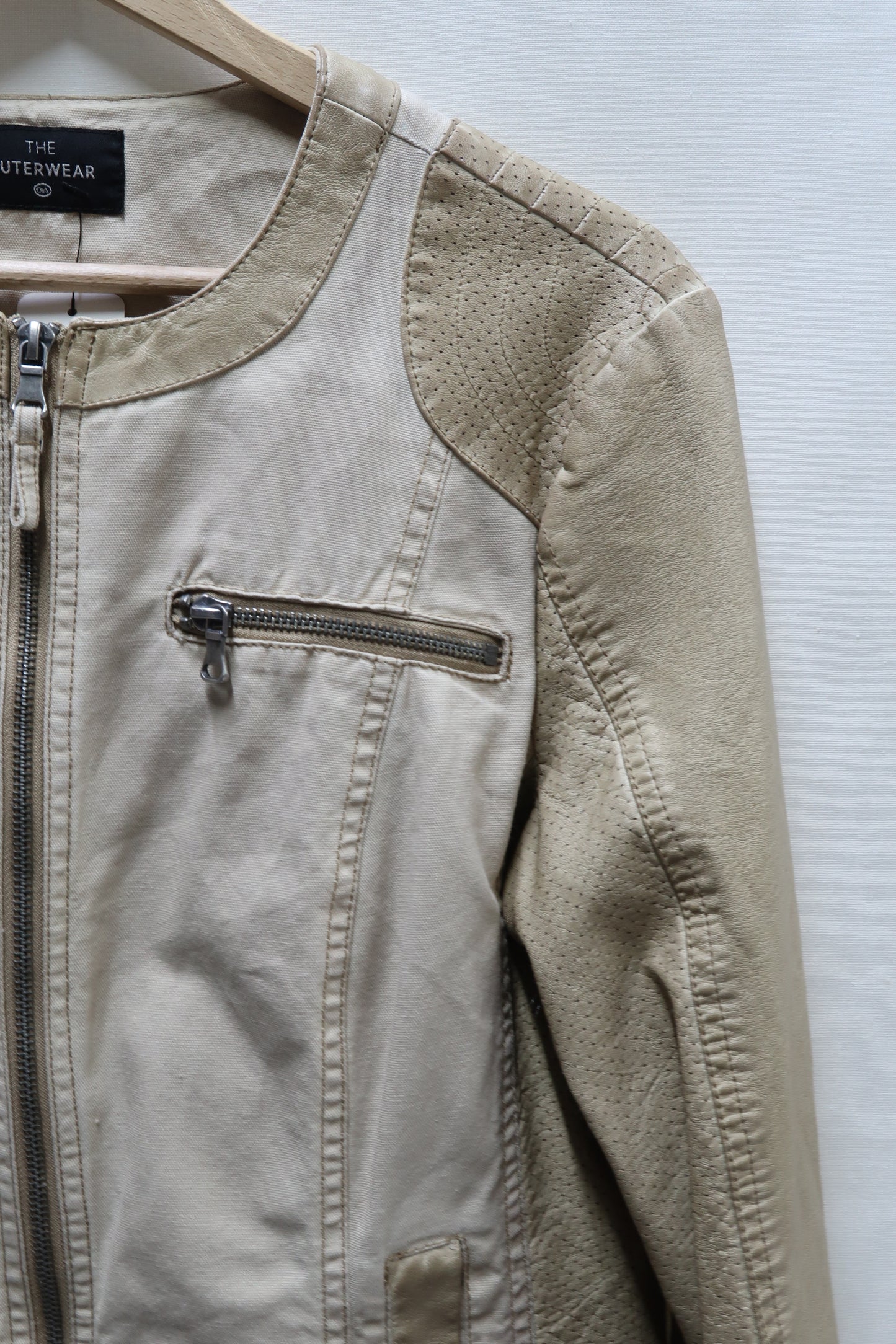 Veste beige en tissu et simili cuir - C&A - L