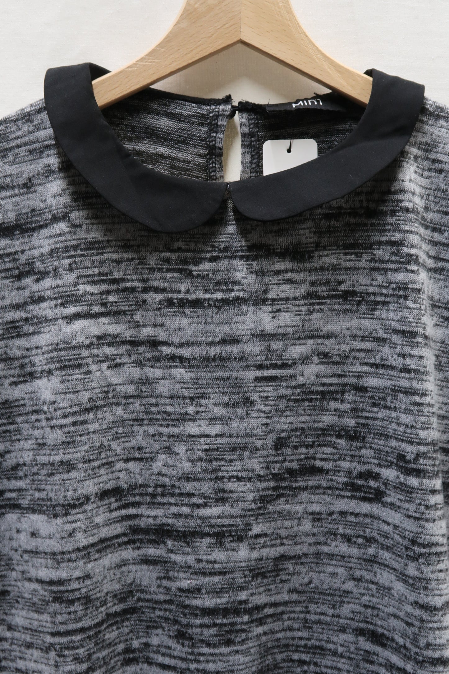 Robe grise chinée et col noir - Mim - M