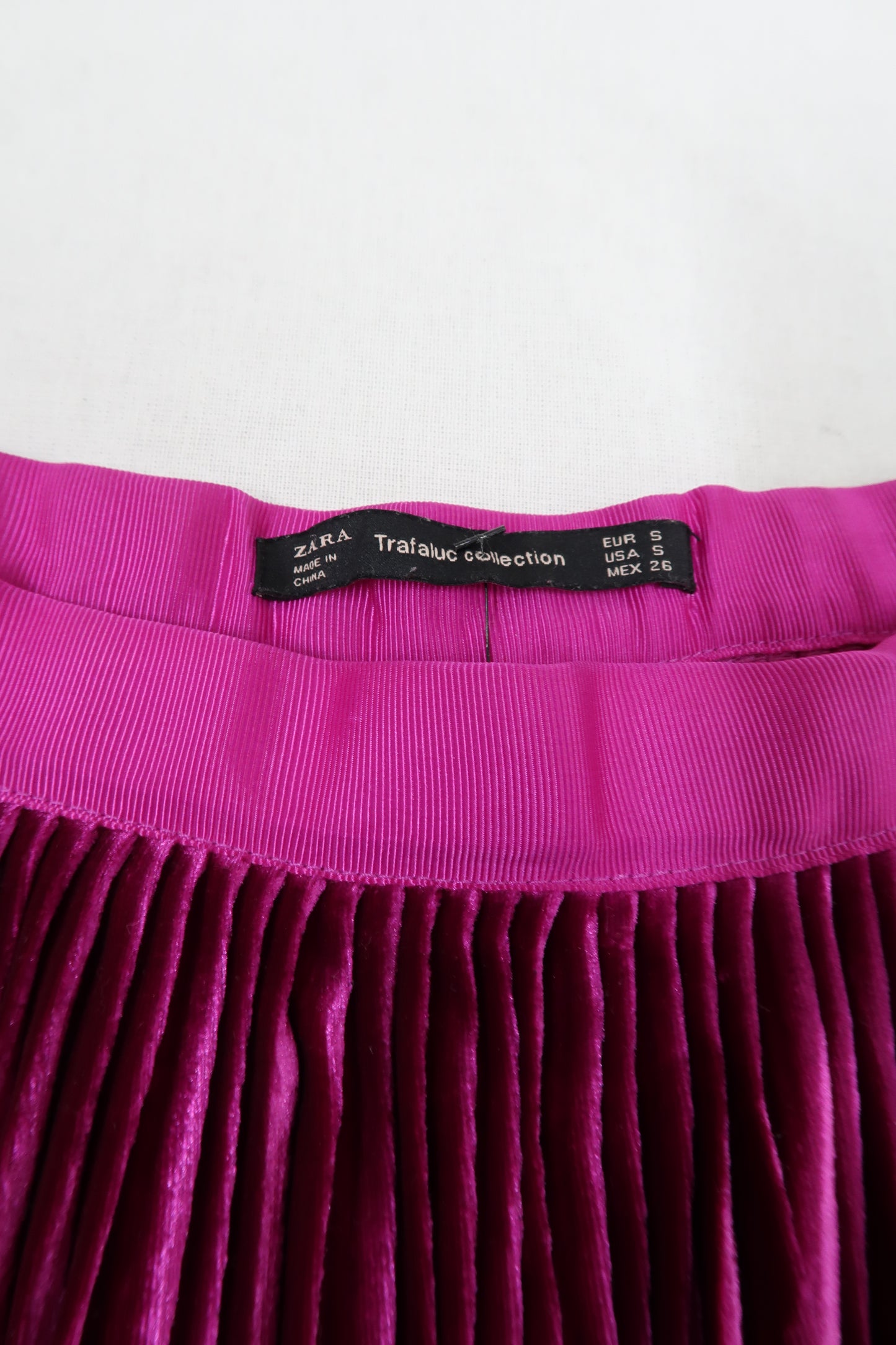 Jupe longue en velour plissée magenta - Zara - S