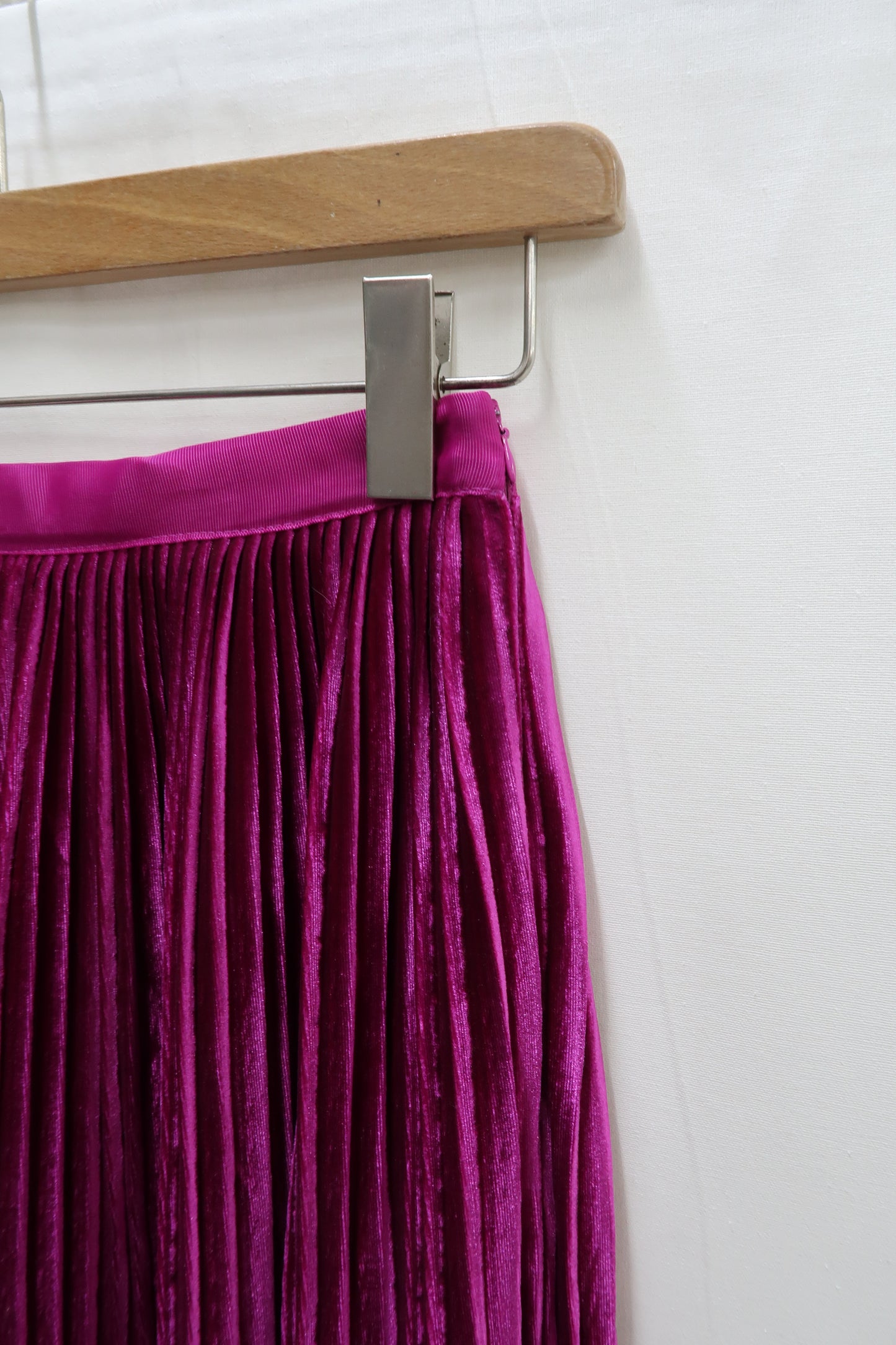 Jupe longue en velour plissée magenta - Zara - S