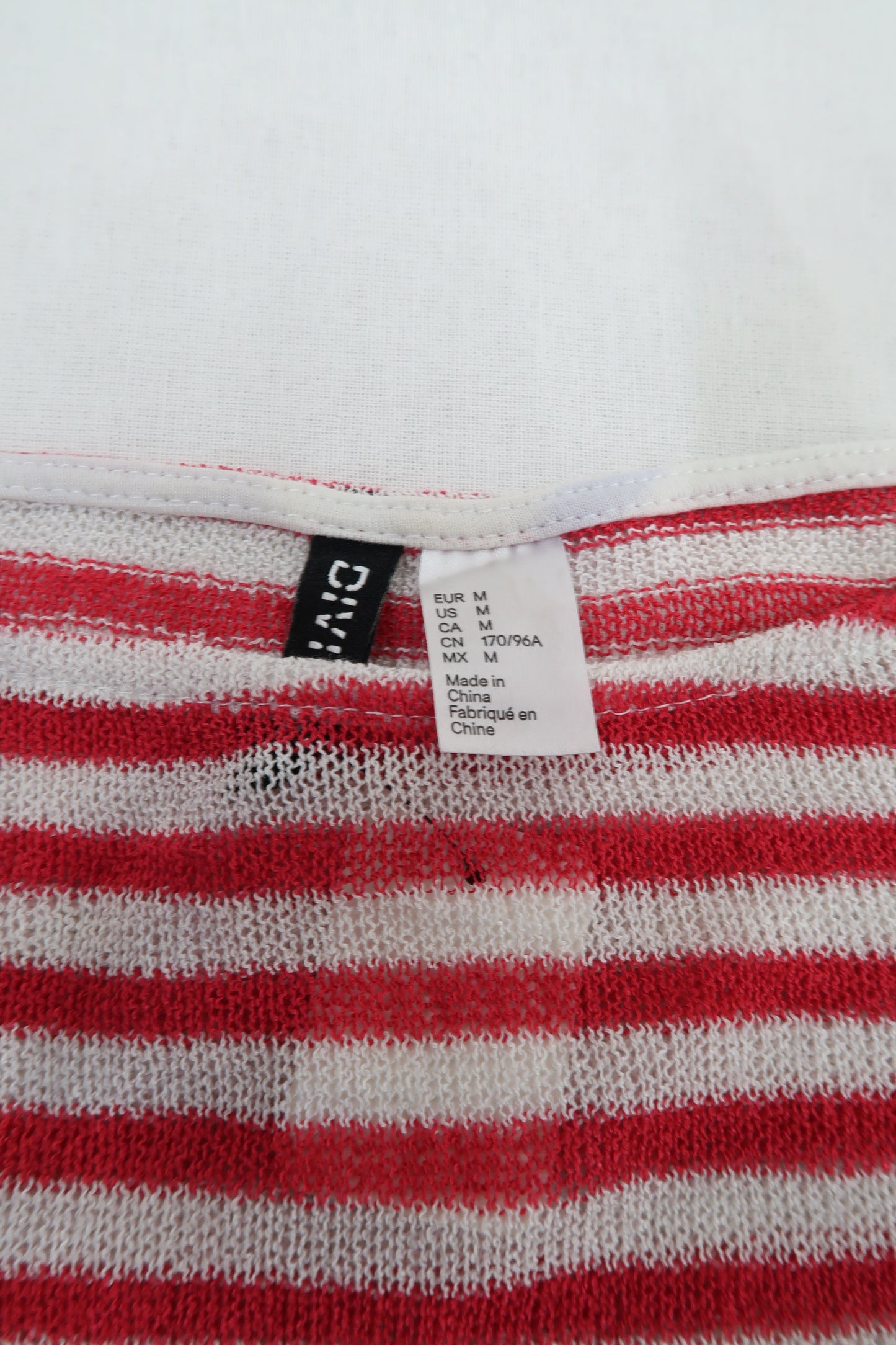 Haut marinière rouge & blanc à manches longues - H&M - M