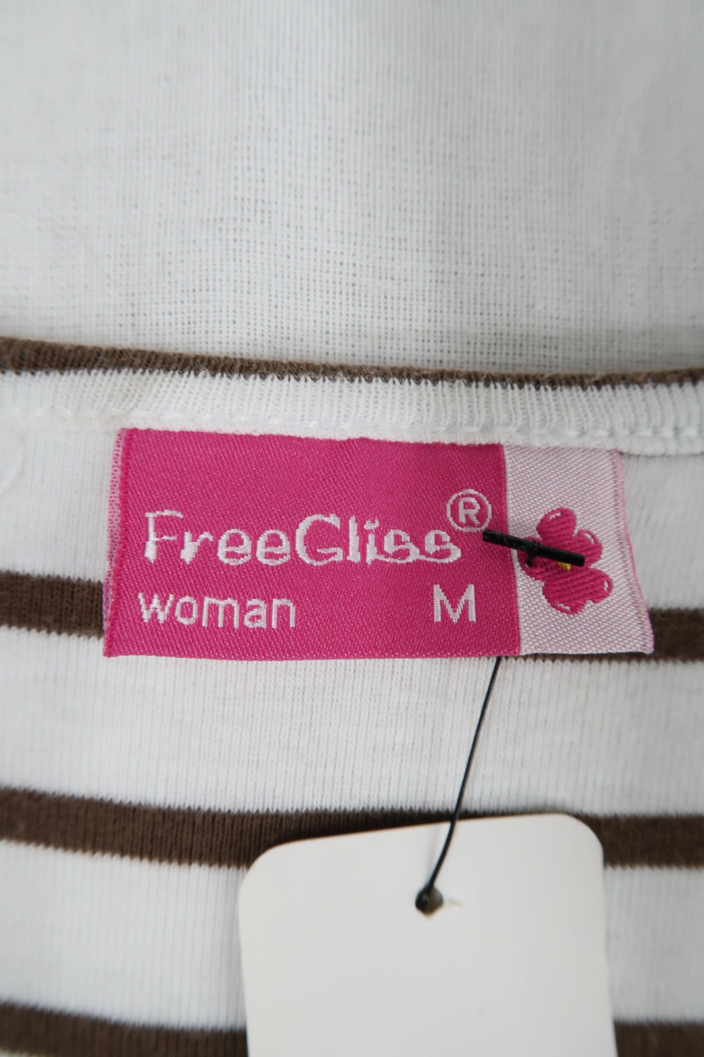 Débardeur rayé marron & blanc à col V - Free Gliss - M