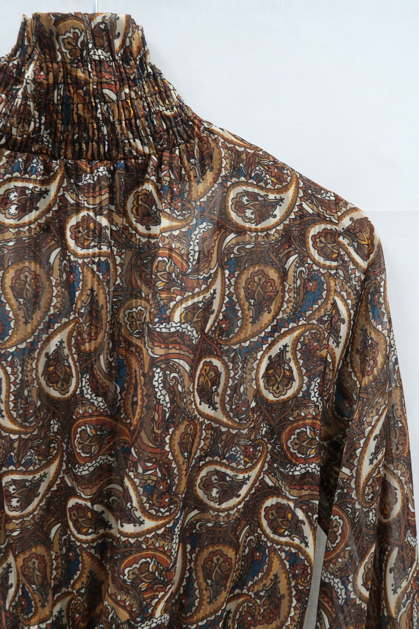 Haut bouffant marron à motif - Bleu Royal - S