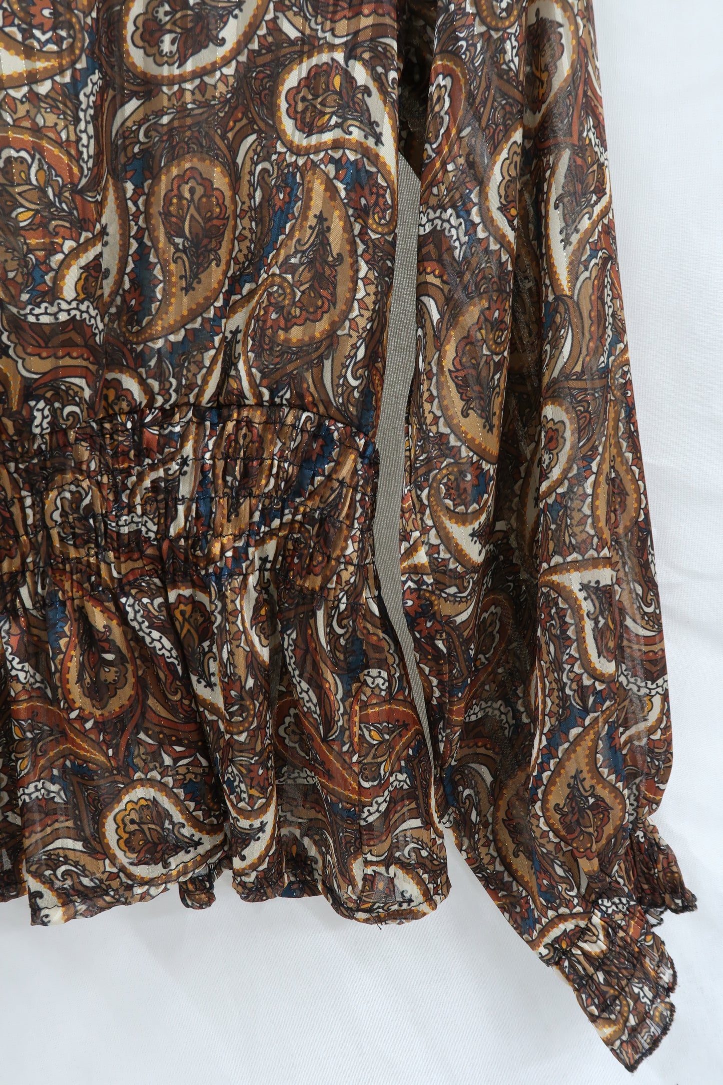 Haut bouffant marron à motif - Bleu Royal - S