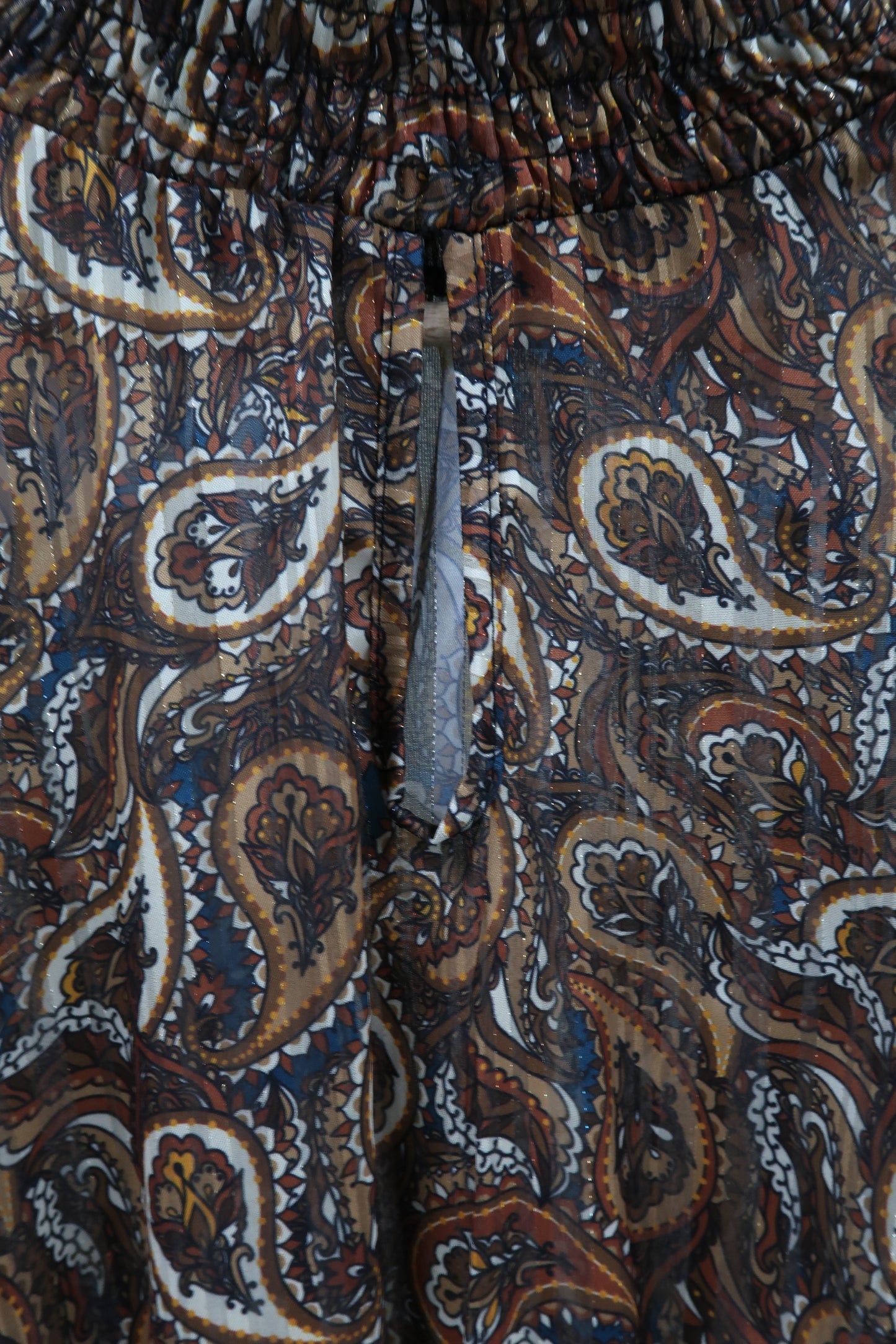 Haut bouffant marron à motif - Bleu Royal - S