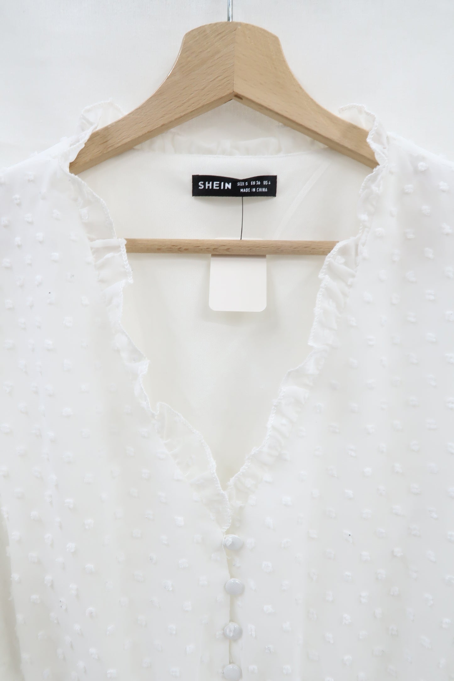 Chemisier blanc à pois texturée - Shein - S