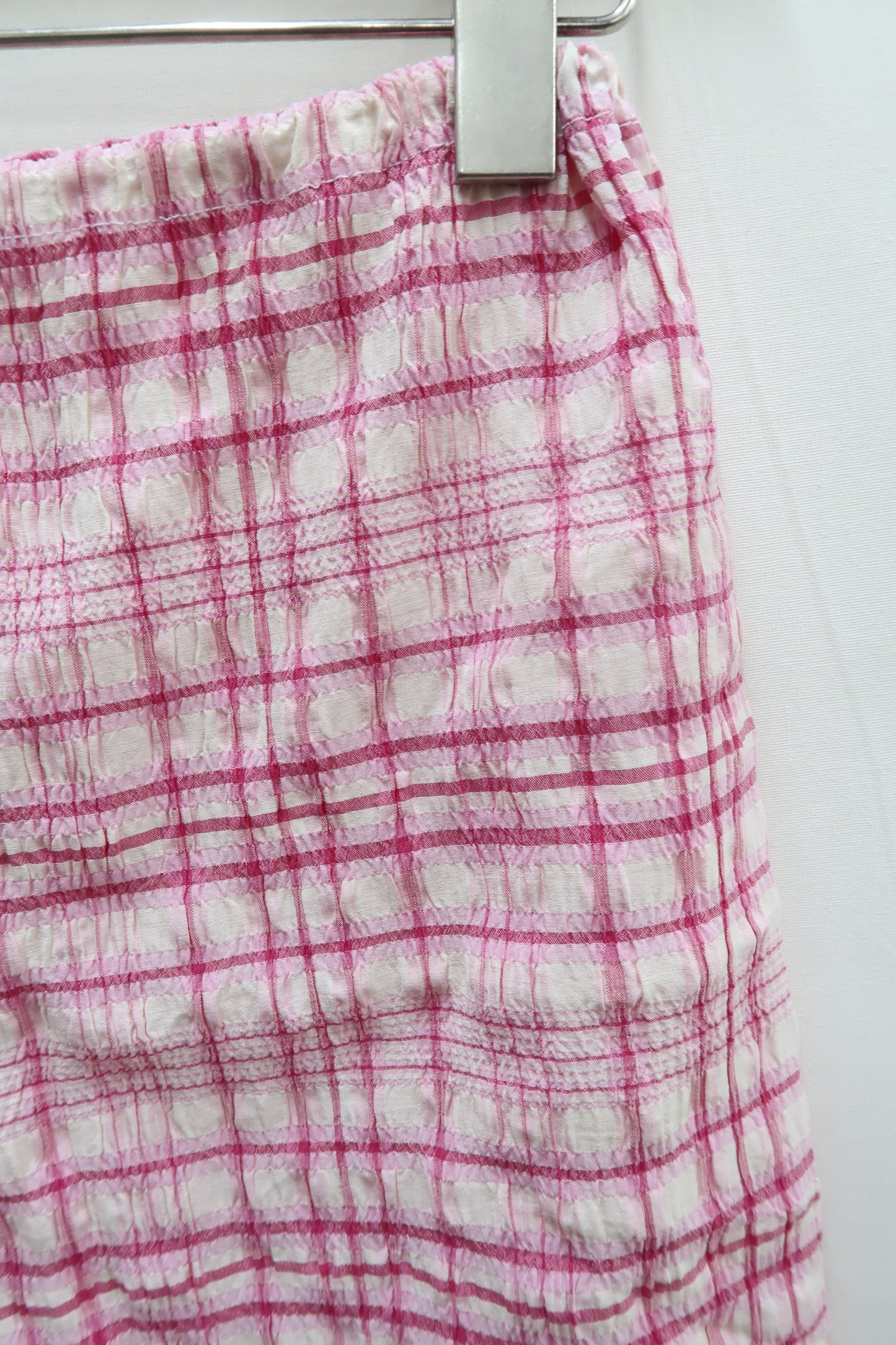 Short texturé à carreaux rose & blanc - S