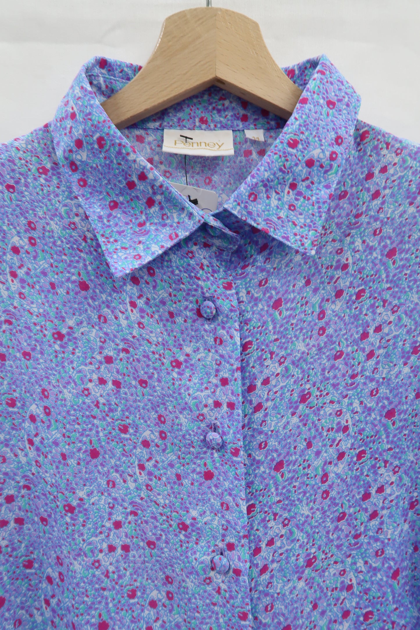 Chemisier violet à fleurs vintage - Penney - XL