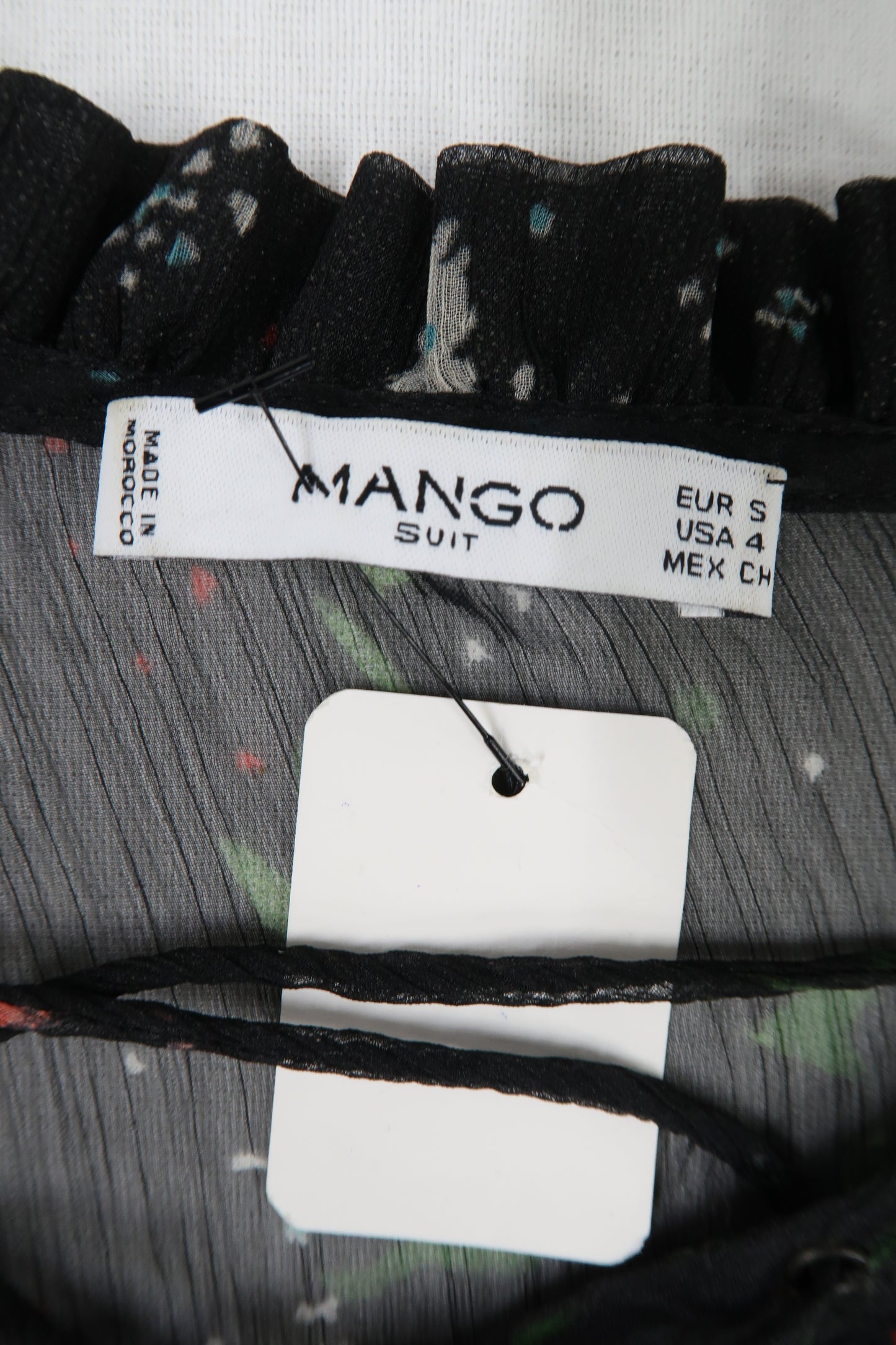 Chemisier à fleurs noir transparent - Mango - S
