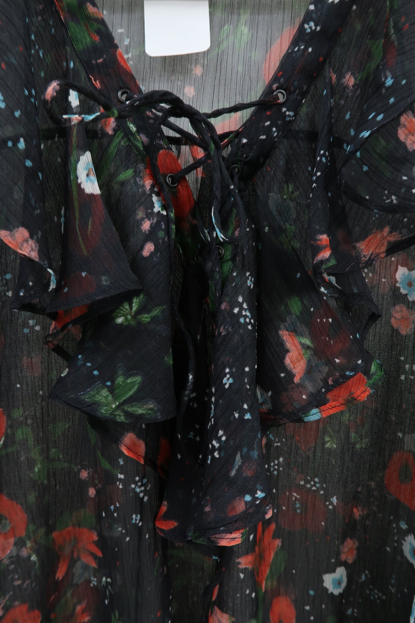 Chemisier à fleurs noir transparent - Mango - S